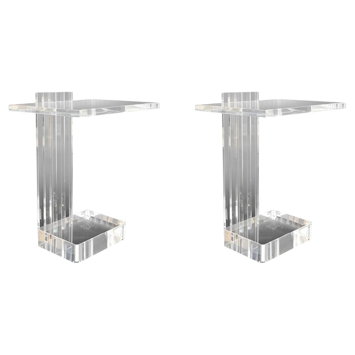 Pair of Acrylic Side Tables Designed by Les Prismatiques. U.S.A 1970's. For Sale