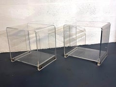 Pair of Acrylic Side Tables in the Style of “Les Invisibles du Marais”, 1970s