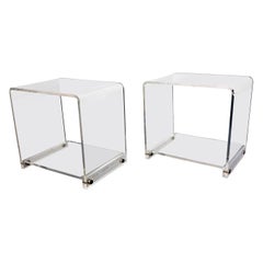 Pair of Acrylic Side Tables in the Style of “Les Invisibles du Marais”, 1970s