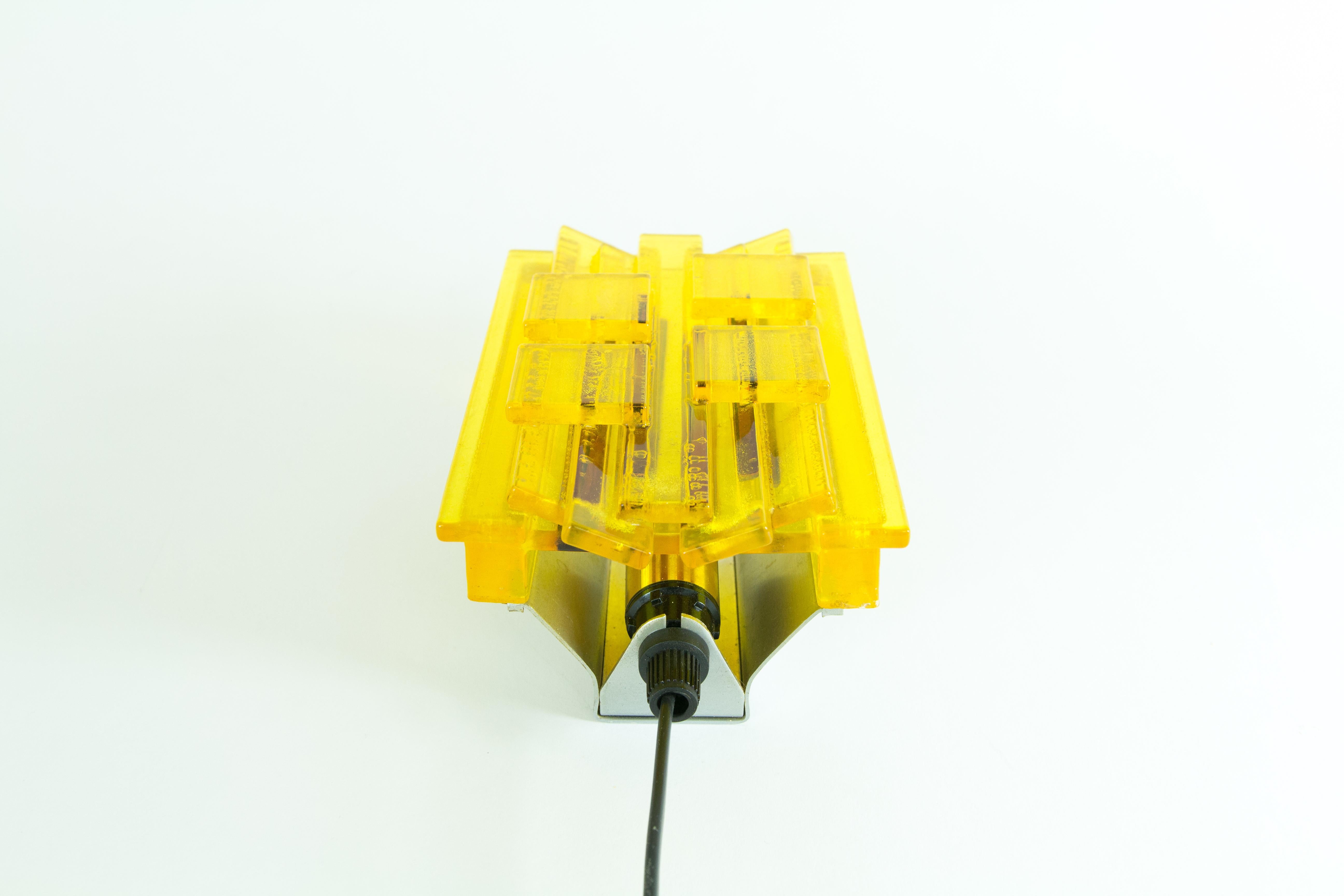 Metal Pair of Acrylic Yellow Wall Lamps by Claus Bolby for Cebo Industri, 1960s