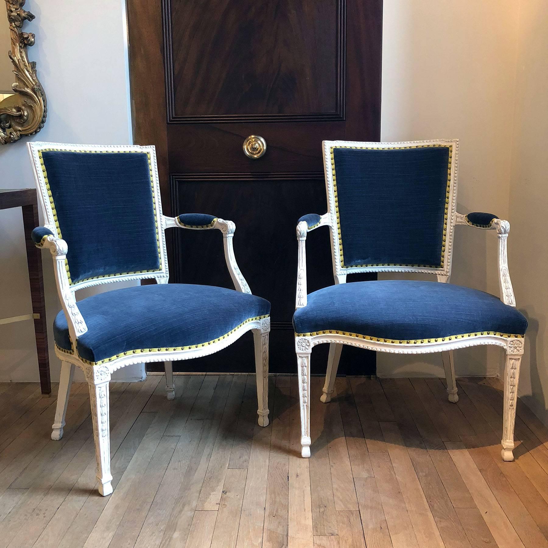 18th Century Pair of Adam Gessoed Armchairs