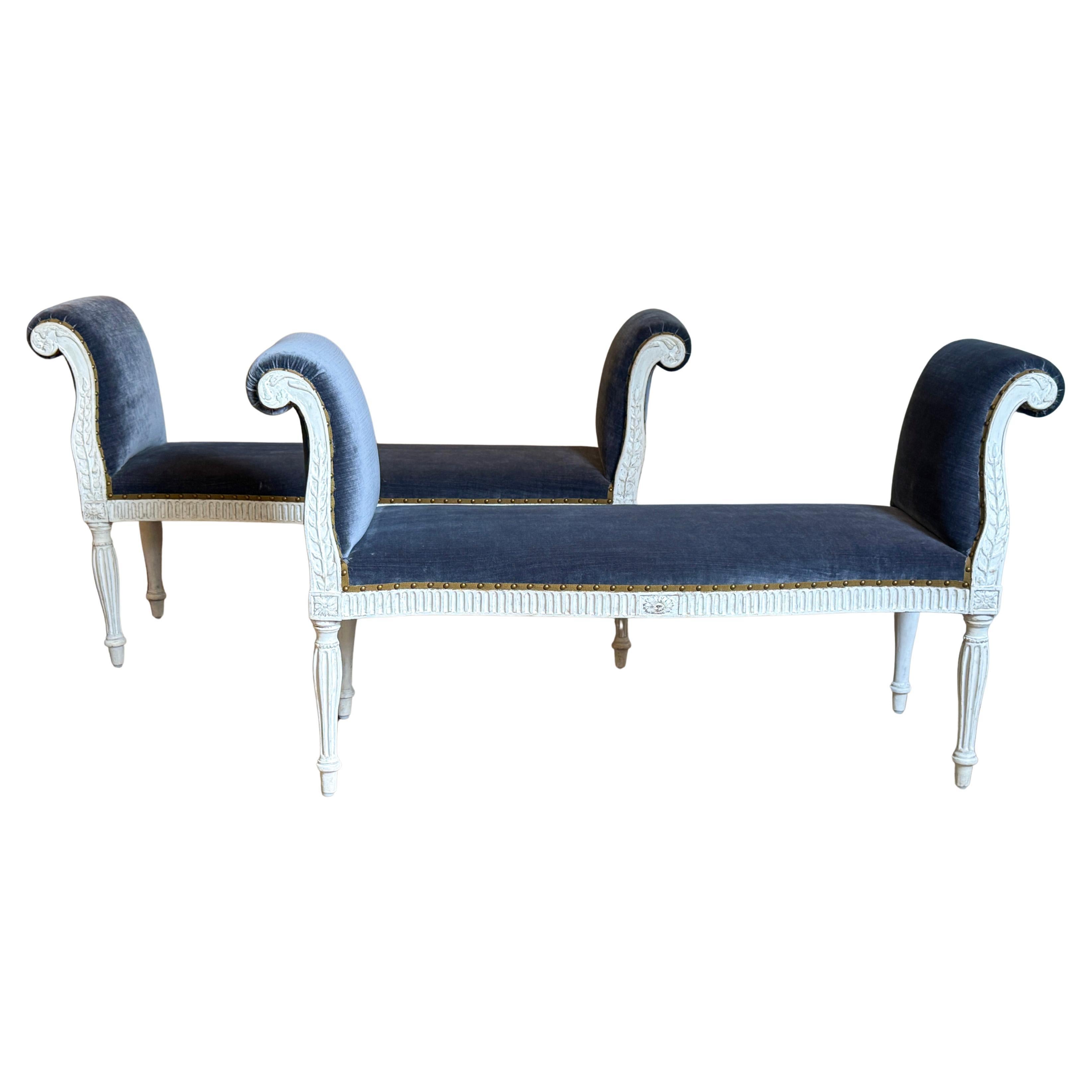 Paire de sièges de fenêtre gessoïsés Adams