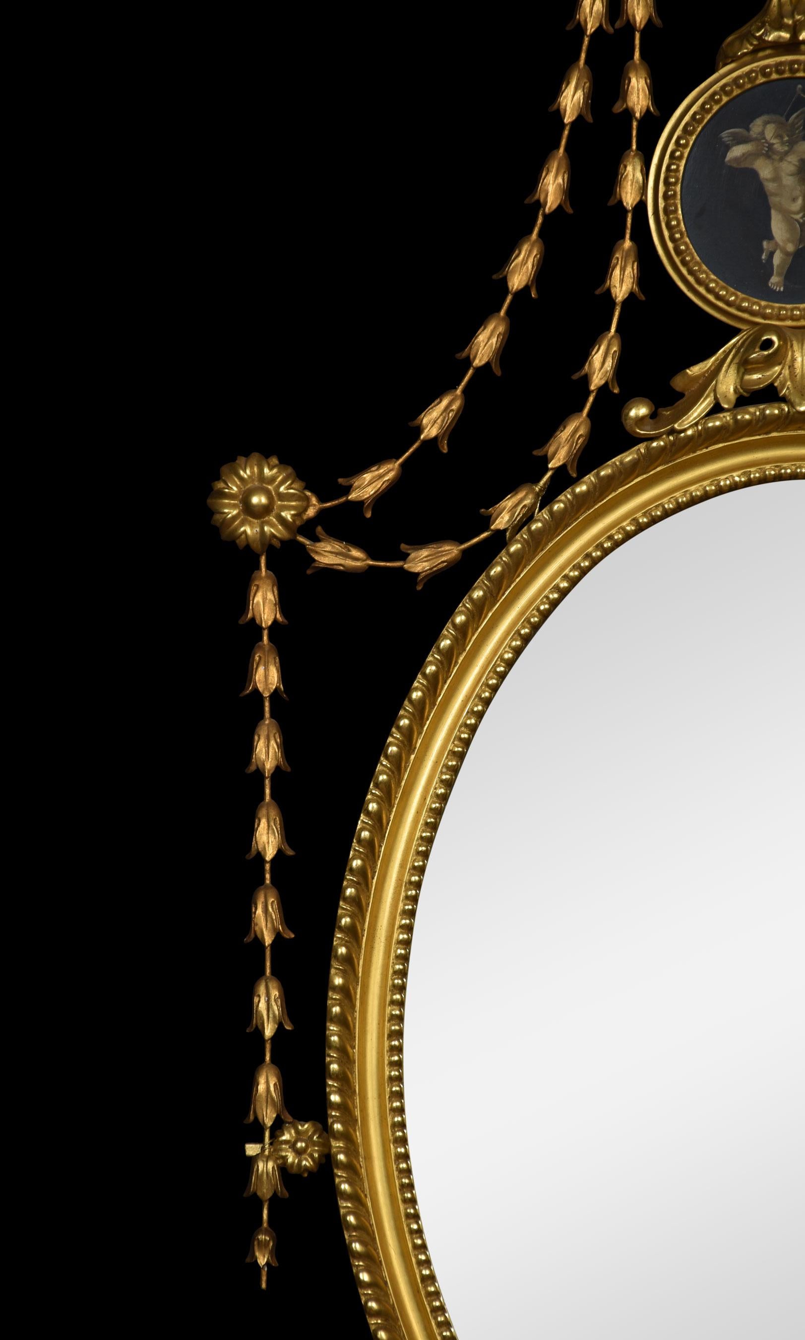 Pair of Adam Revival Gilt Framed Oval Mirrors In Good Condition In Cheshire, GB