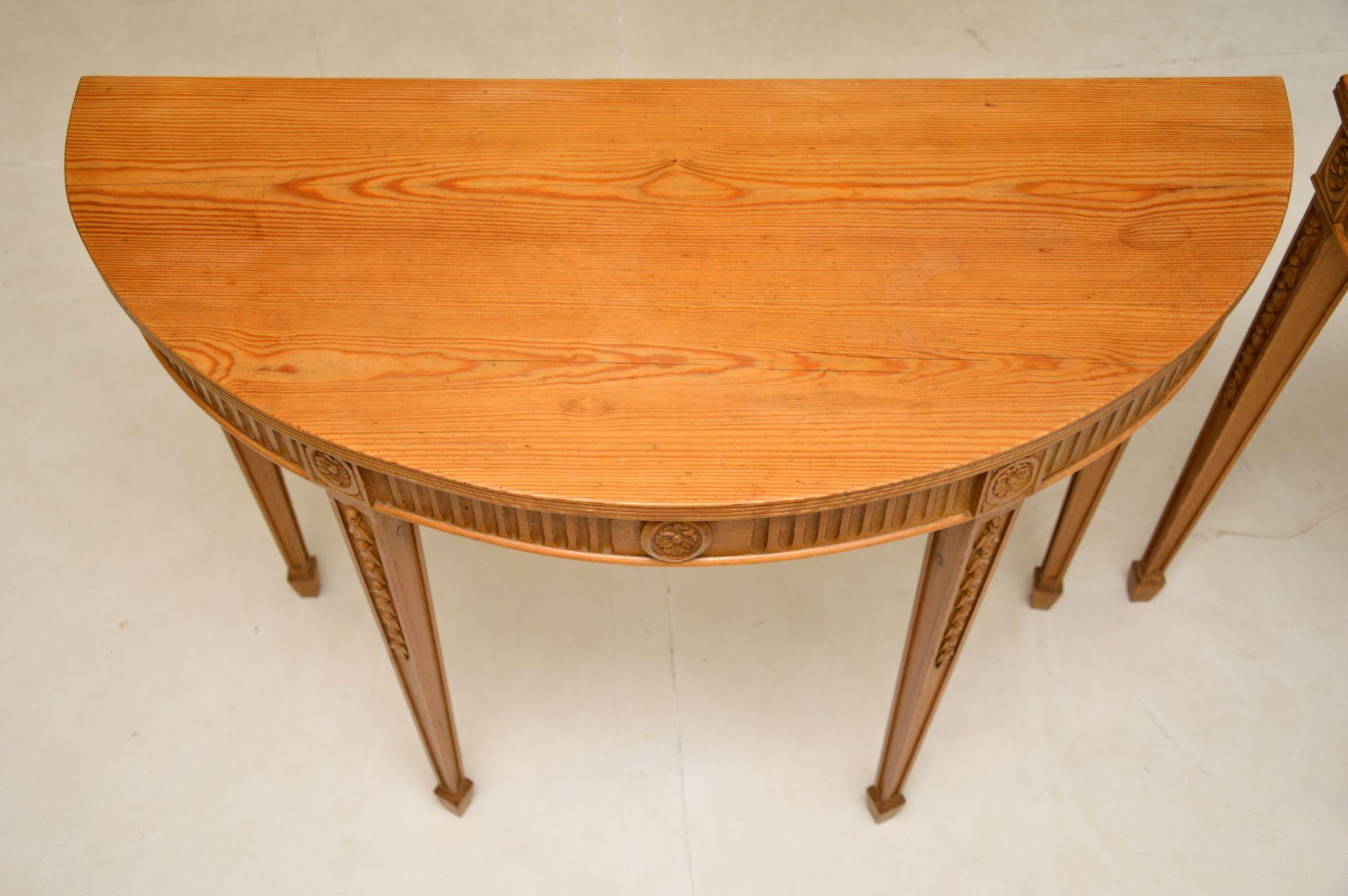 Pair of Adam Style Antique Pine Console Tables For Sale at 1stDibs