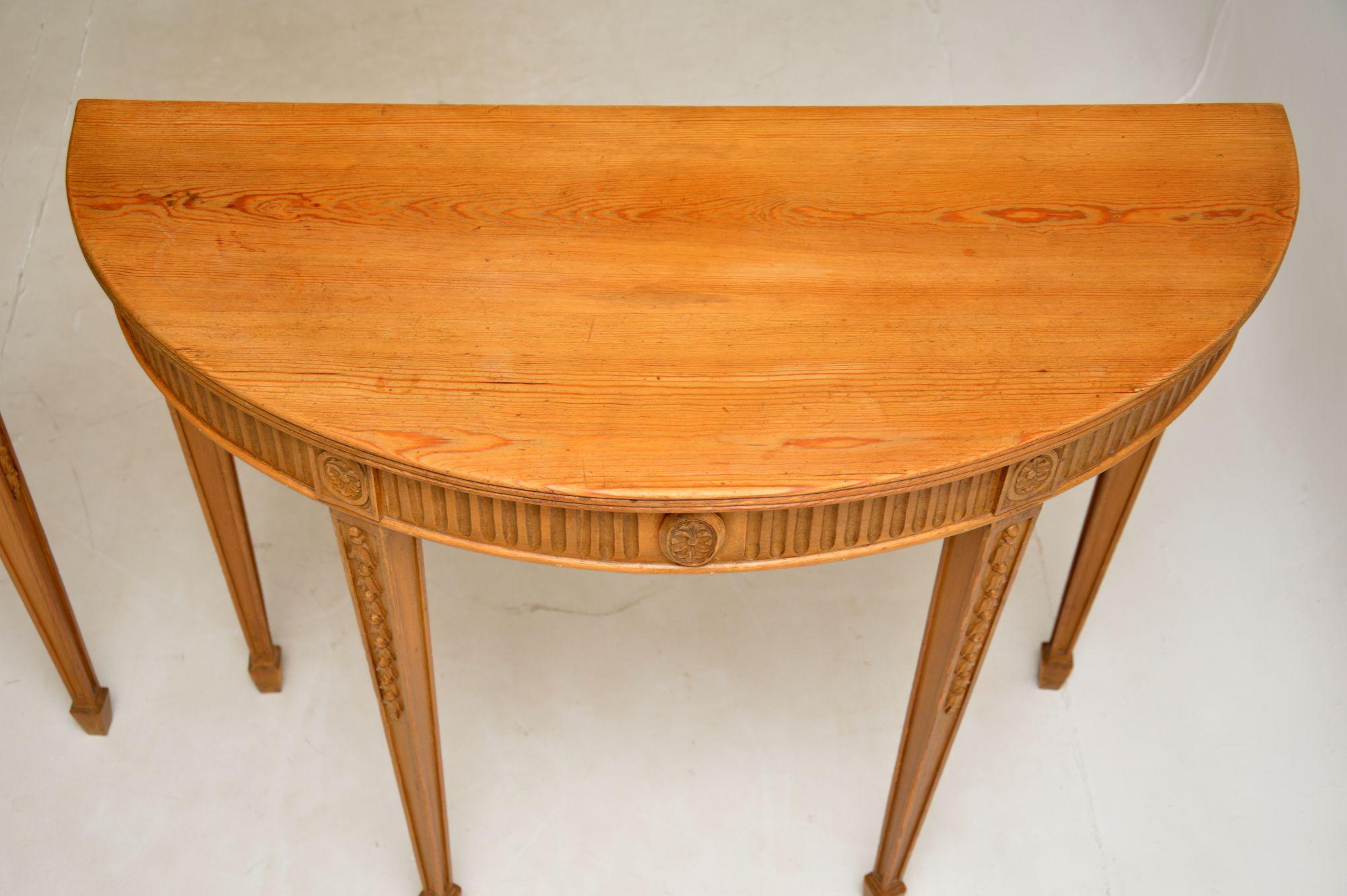 Pair of Adam Style Antique Pine Console Tables For Sale at 1stDibs