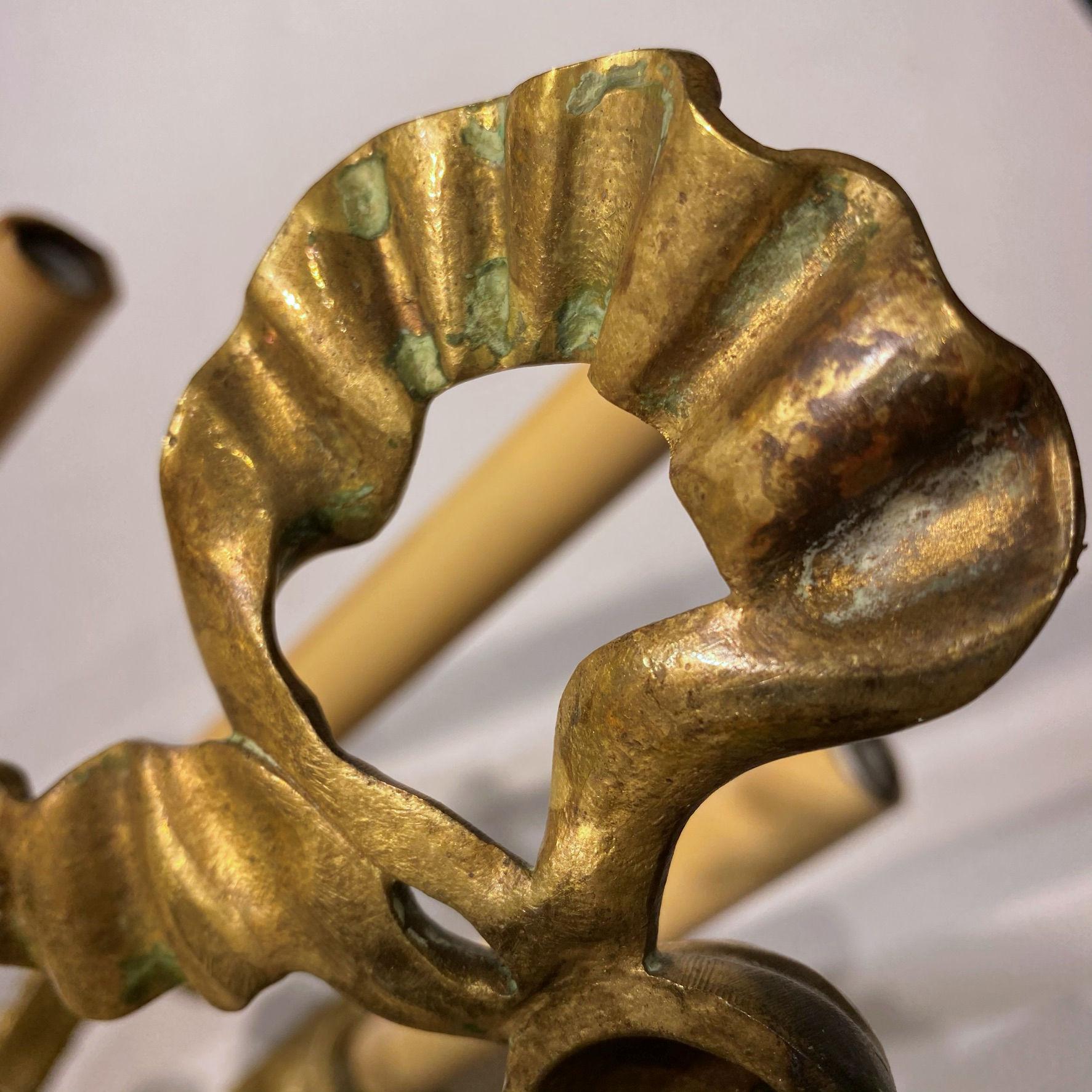 Fünfarmige Wandleuchten aus vergoldeter Bronze im Adam-Stil, Paar im Angebot 6