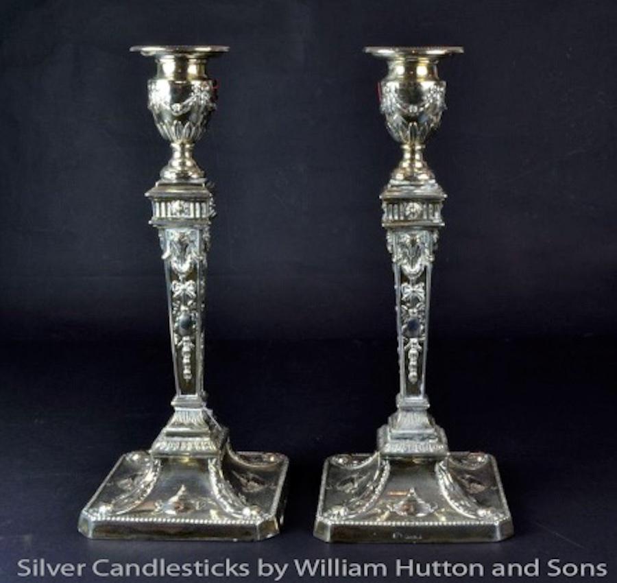 Pair of Adam Style Neoclassical Candlesticks, 19th Century For Sale 3