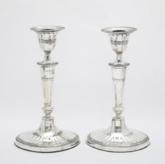 Pair of Adam -Style Sterling Silver Candlesticks