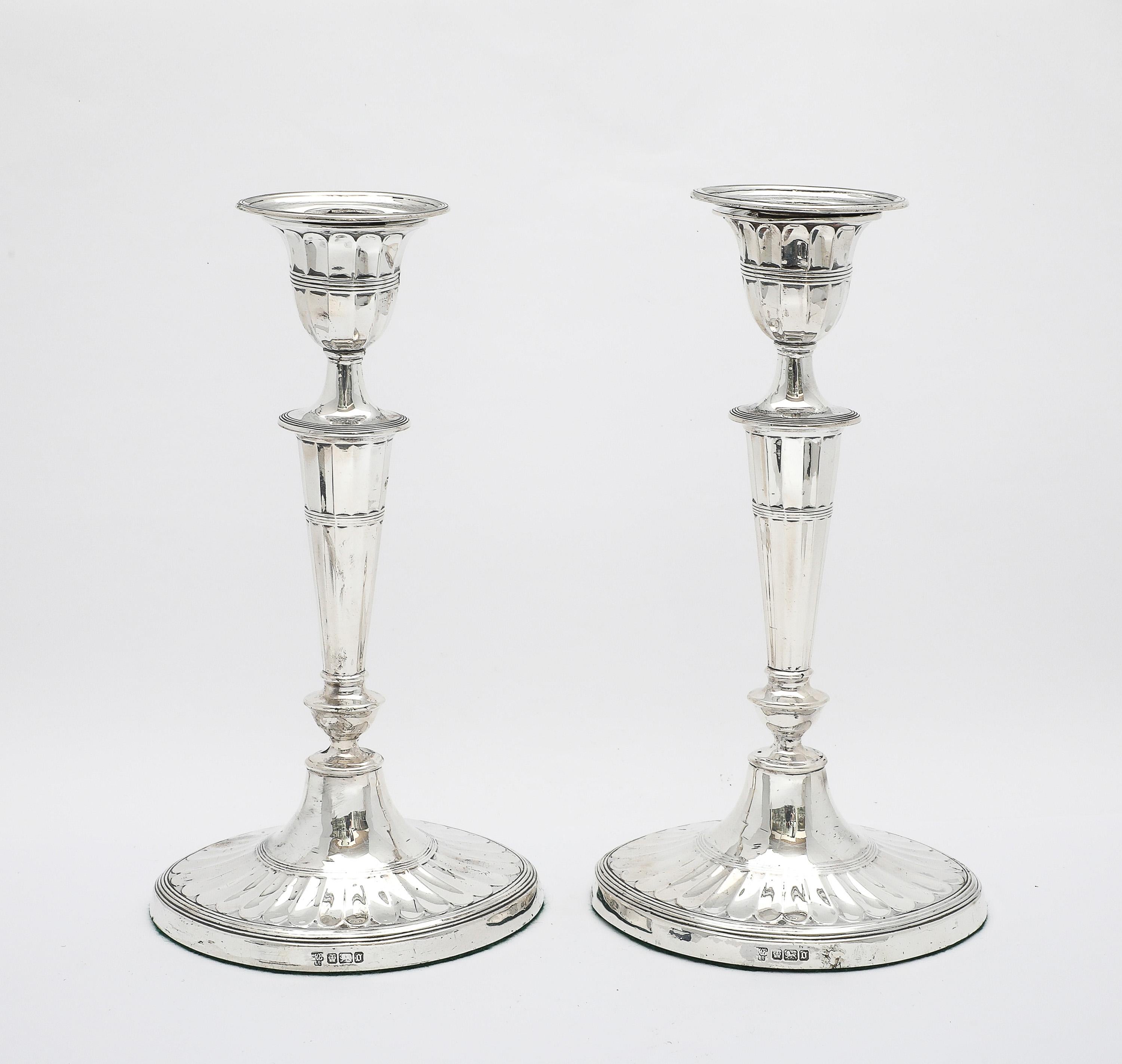 Pair of Adam -Style Sterling Silver Candlesticks For Sale 1