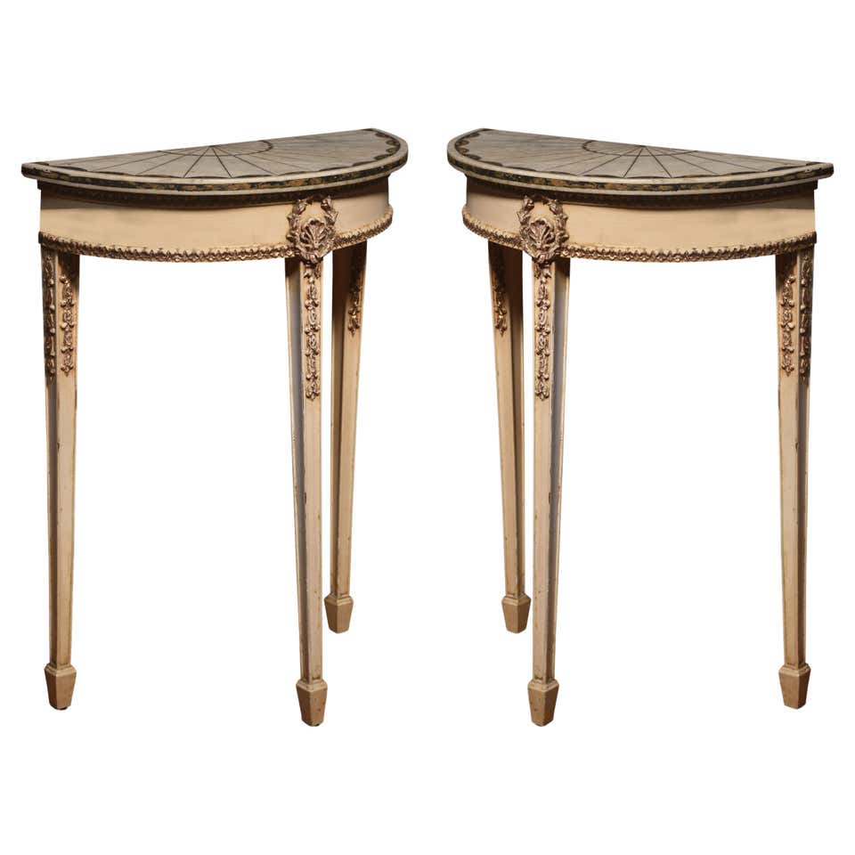 Antique Console Table Half Round - 51 For Sale on 1stDibs