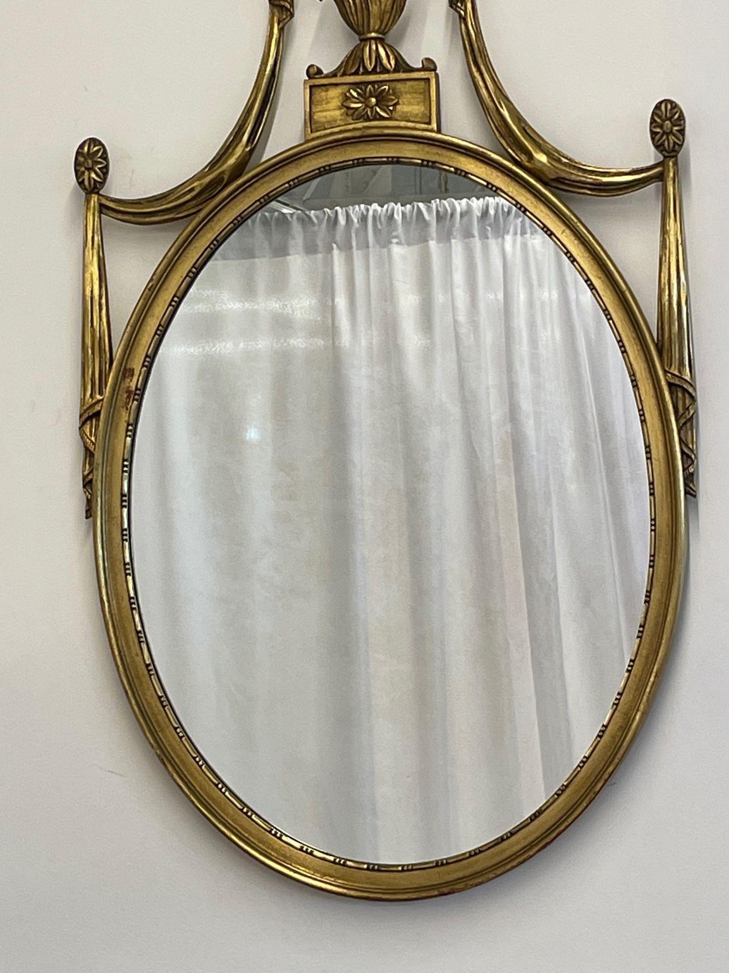 Pair of Adams Style Giltwood Wall Mirrors, Console or Commode Mirrors For Sale 5