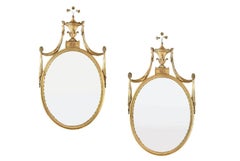 Pair of Adams Style Giltwood Wall Mirrors, Console or Commode Mirrors