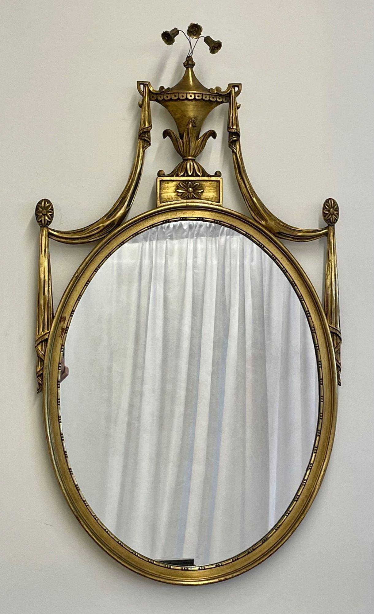 Adam Style Pair of Adams Style Giltwood Wall Mirrors, Console or Commode Mirrors For Sale