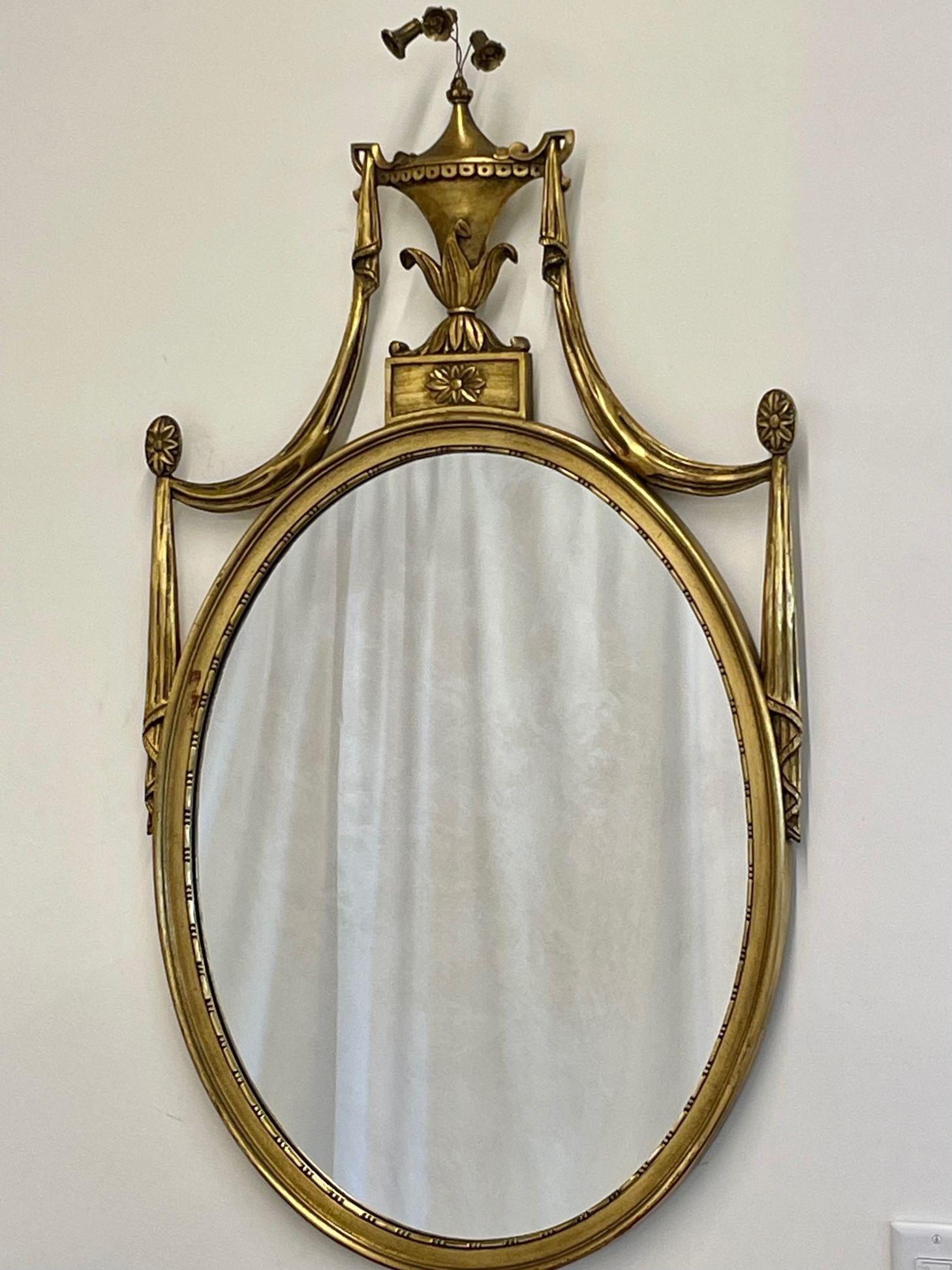 Pair of Adams Style Giltwood Wall Mirrors, Console or Commode Mirrors In Good Condition For Sale In Stamford, CT