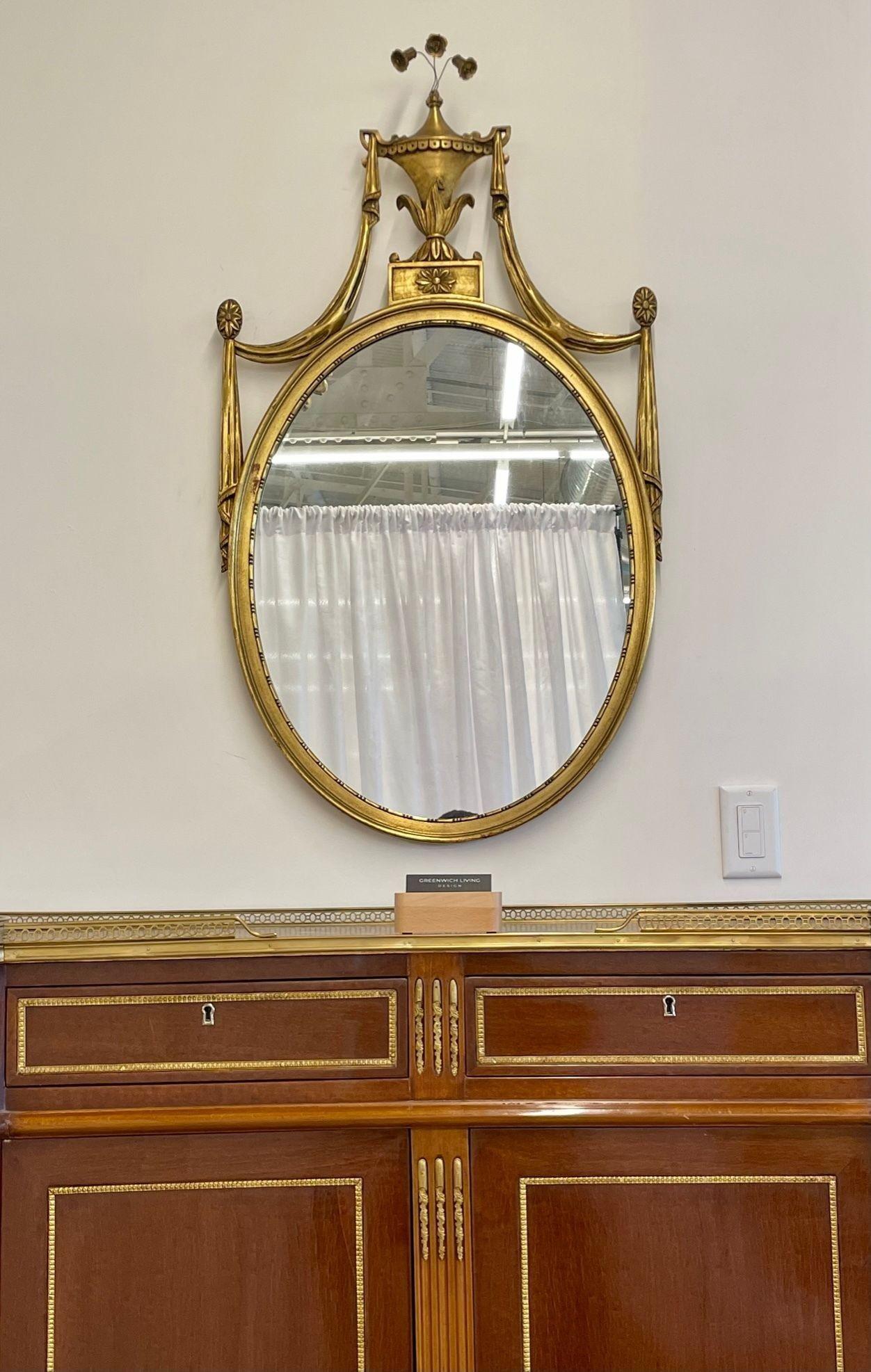 Pair of Adams Style Giltwood Wall Mirrors, Console or Commode Mirrors For Sale 4