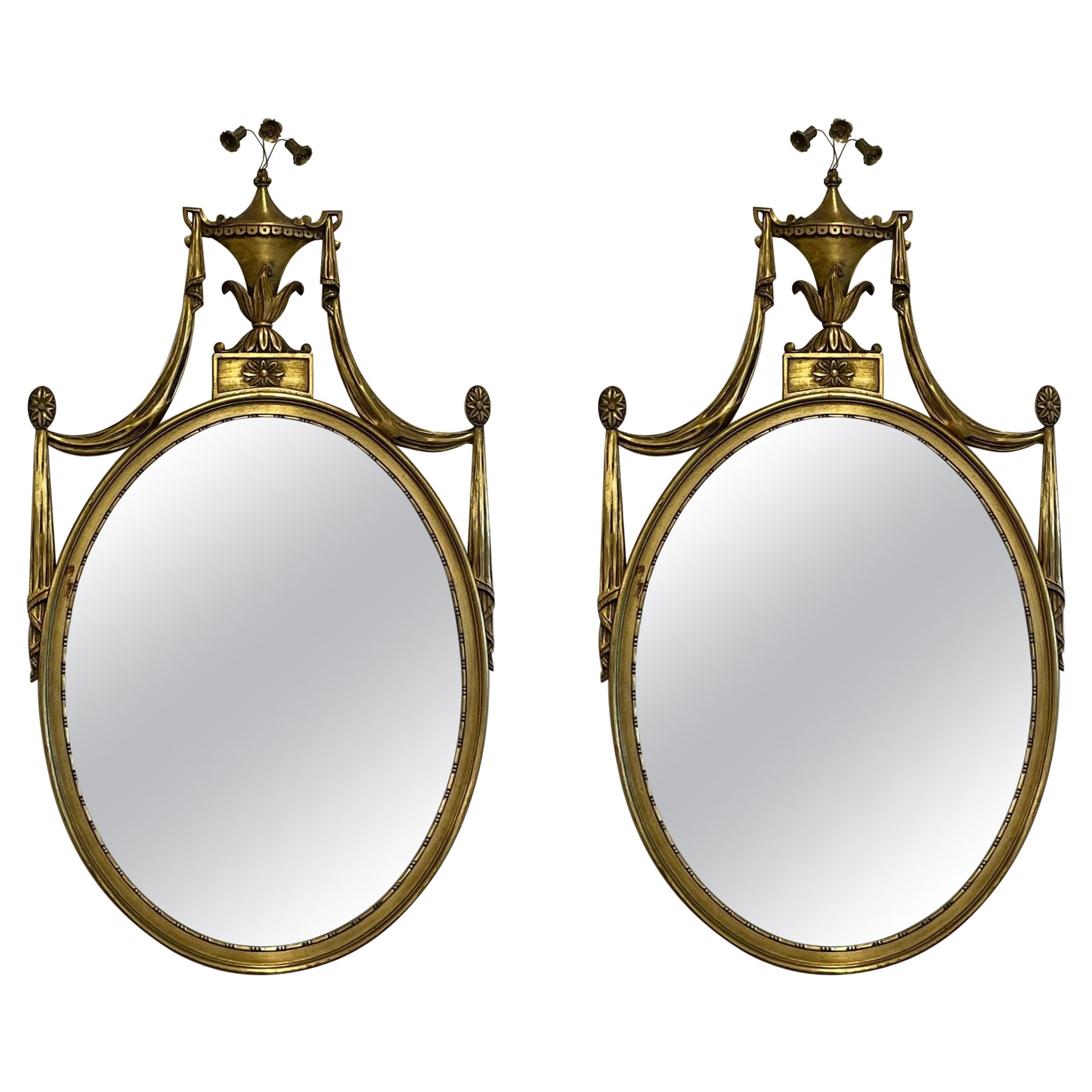 Pair of Adams Style Giltwood Wall Mirrors, Console or Commode Mirrors