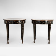 Pair of Adams Style Round Side Tables or Stands by Burton Ching