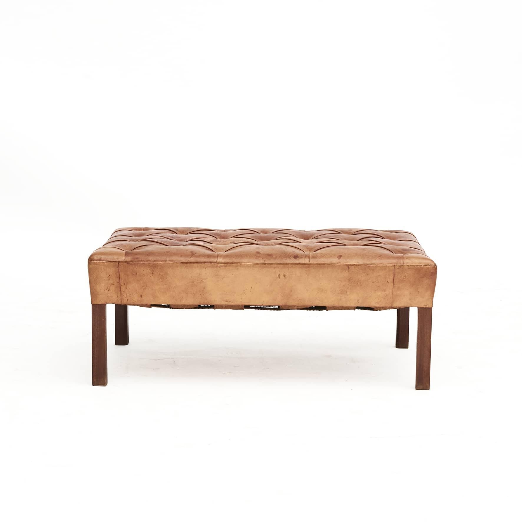 Pair of Addition Leather Sofas and a Low bench/stool By Kaare Klint 4