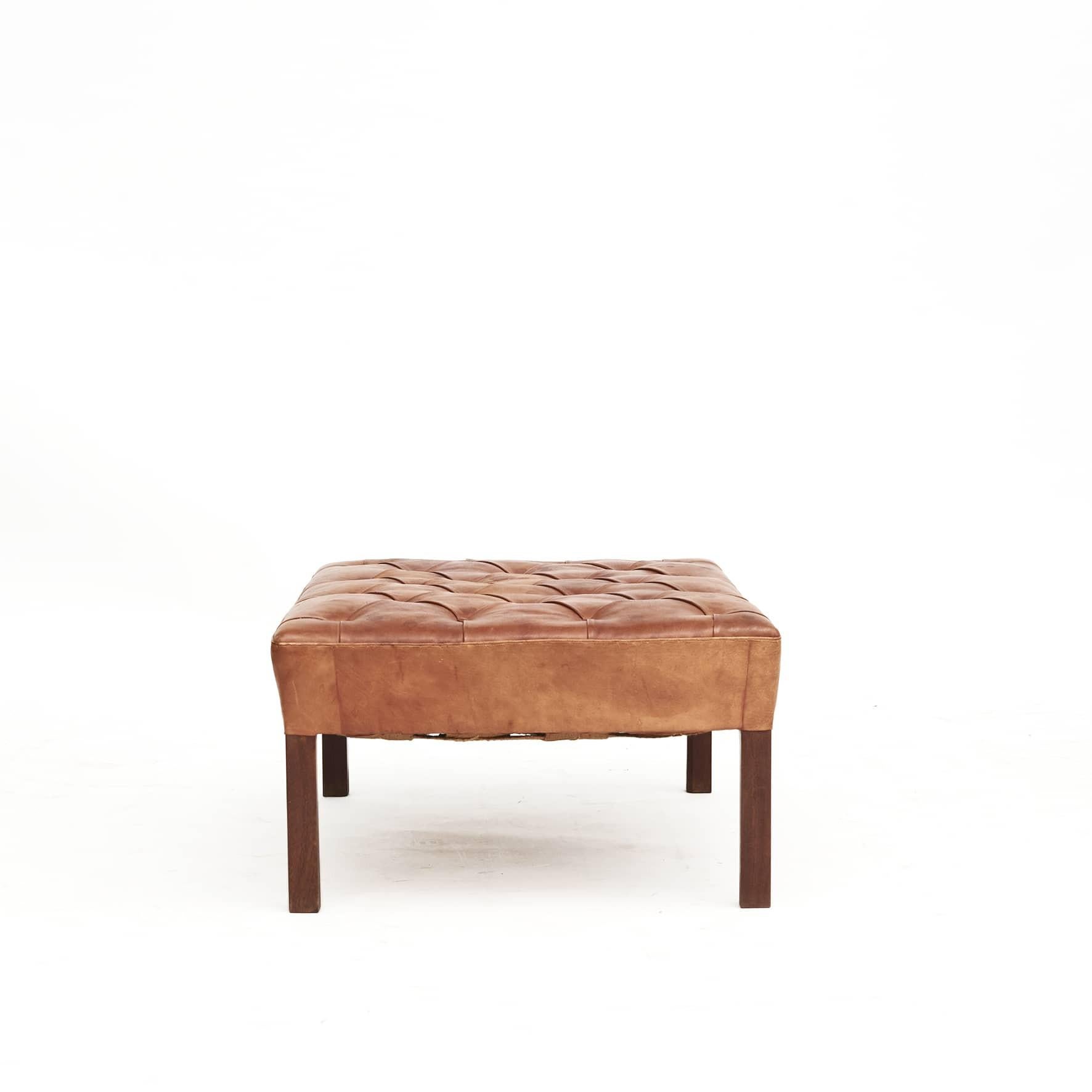 Pair of Addition Leather Sofas and a Low bench/stool By Kaare Klint 7