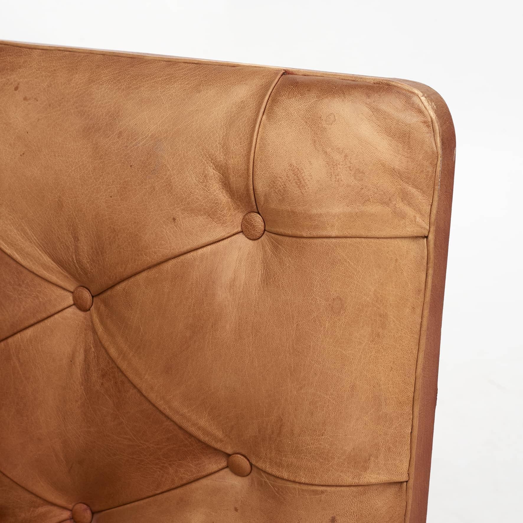 Pair of Addition Leather Sofas and a Low bench/stool By Kaare Klint 8