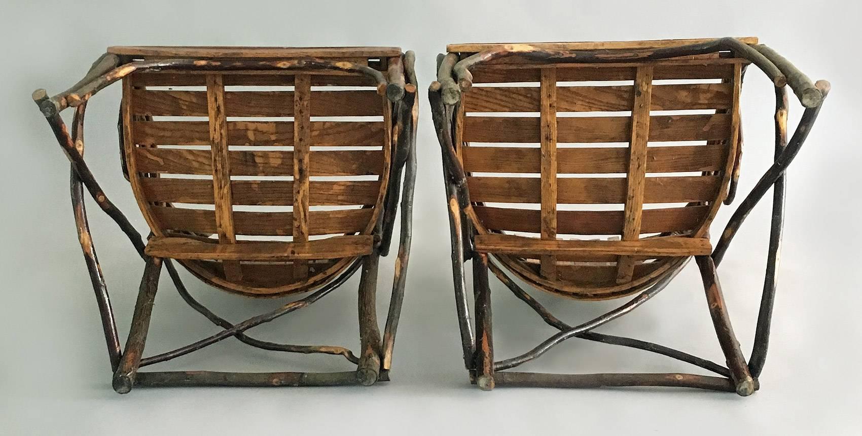 Pair of Adirondack Armchairs, circa 1910 1