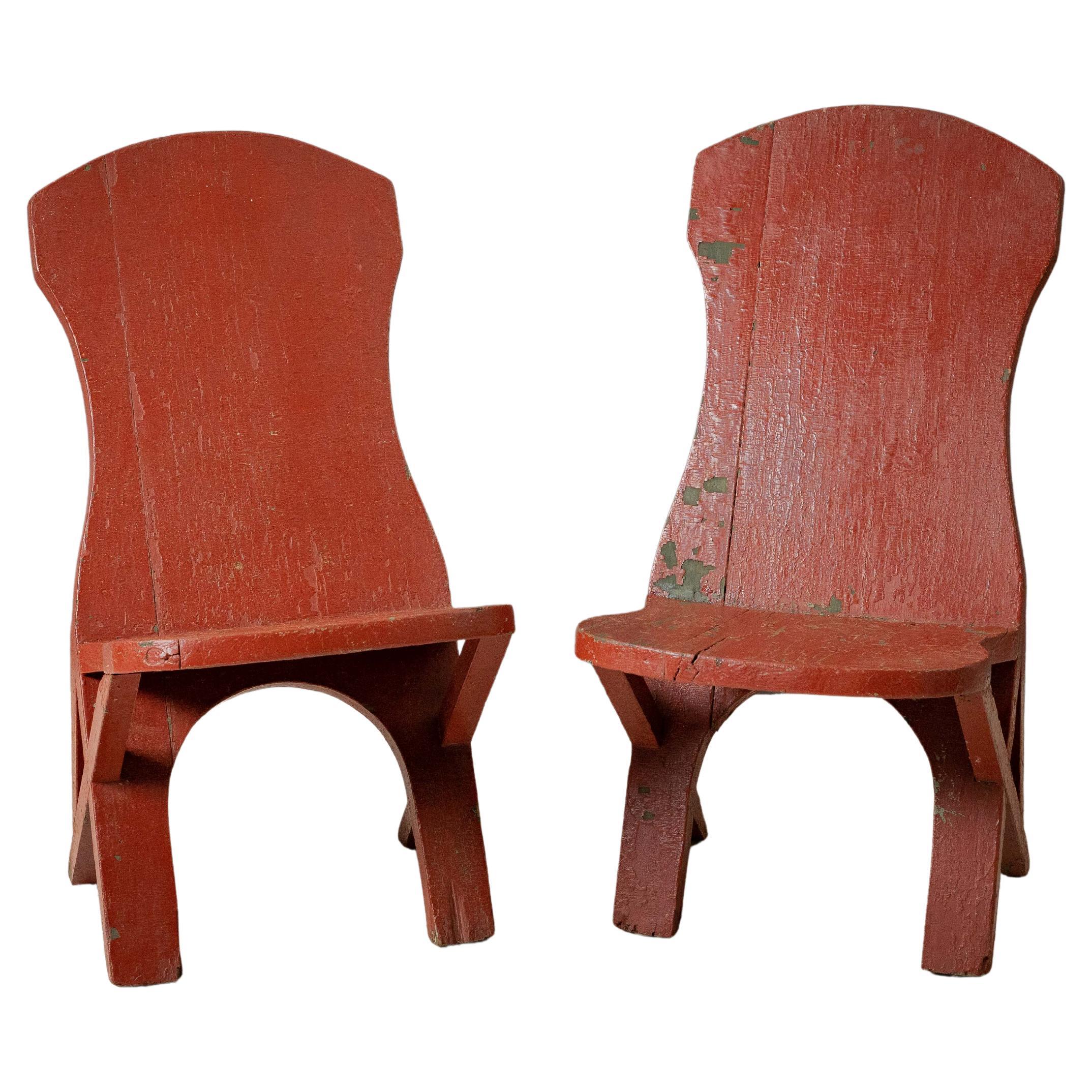 Pair of Adirondack Arts & Crafts Plank Chairs