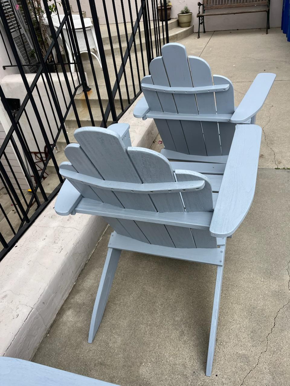 Pair of Adirondack Outdoor Chairs In Good Condition For Sale In Los Angeles, CA