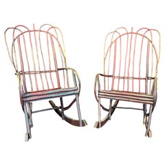 Pair of Adirondack Style Twig Rocking Chairs