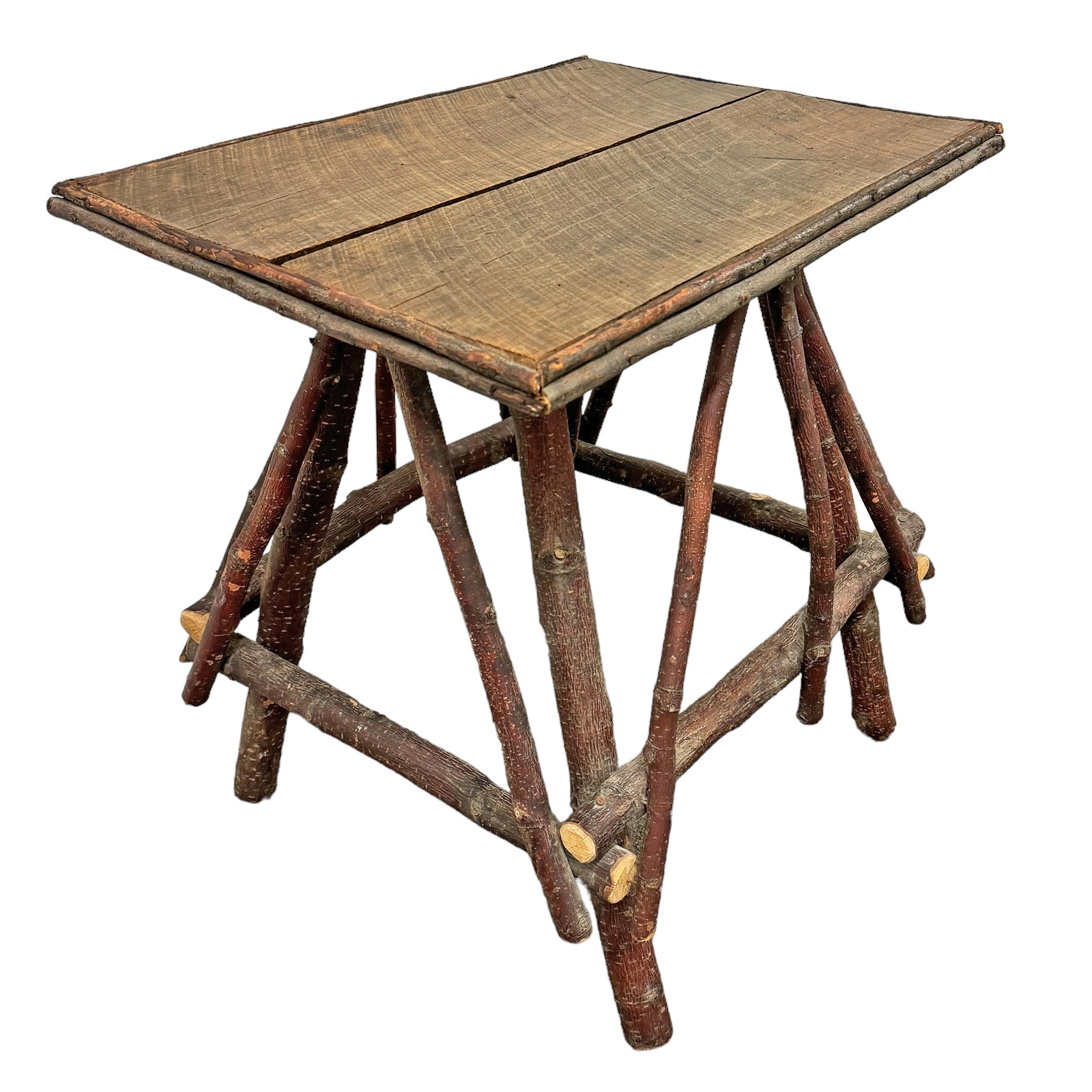 American Pair of Adirondack Twig Side Tables For Sale