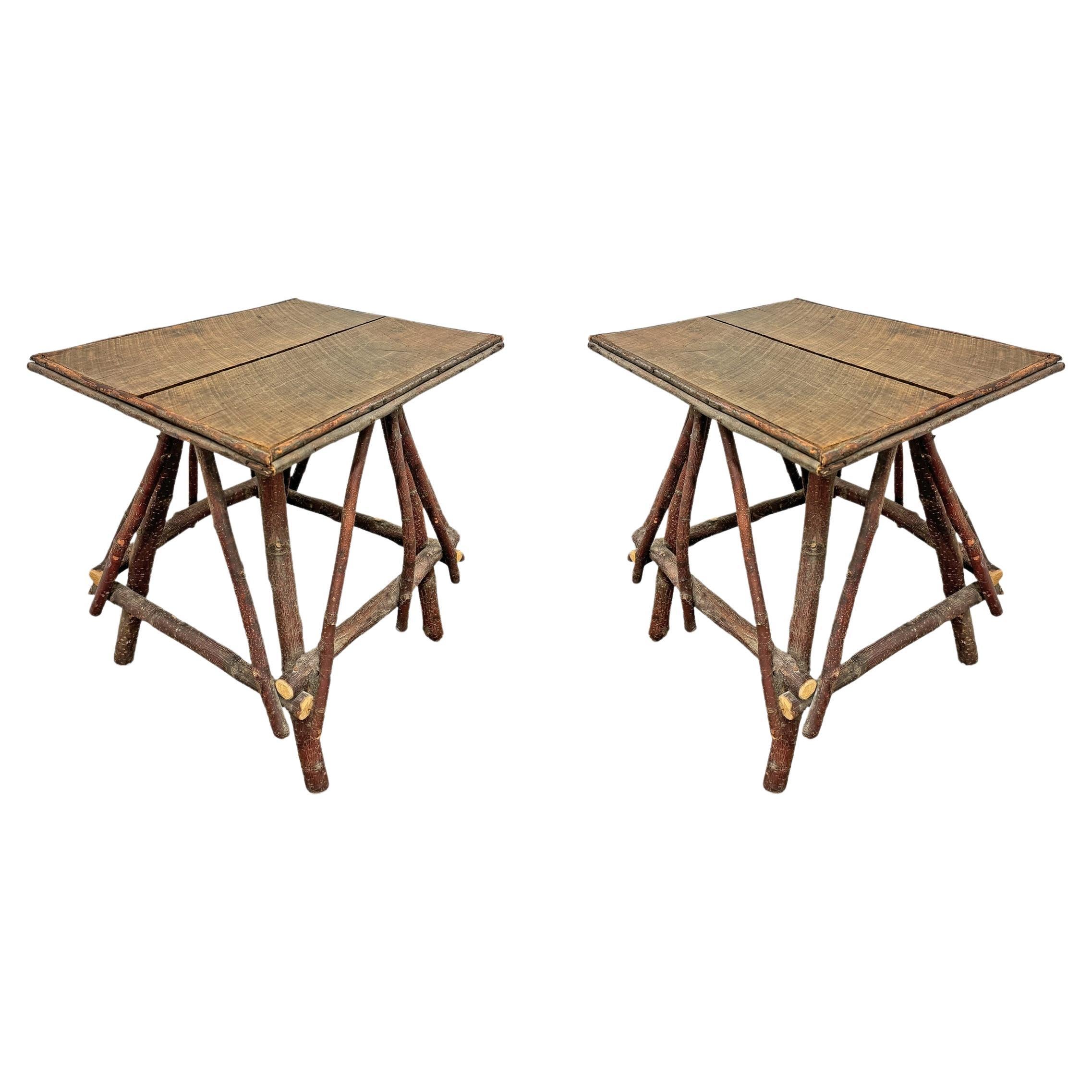 Pair of Adirondack Twig Side Tables