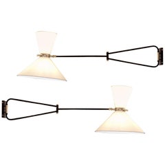 Pair of Adjustable and Foldable Wall Lights by Arlus, France, circa 1950