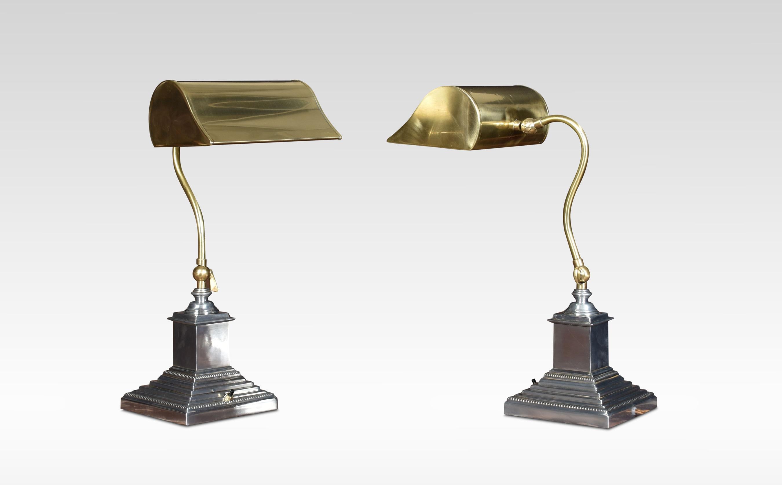 20th Century Pair of Adjustable Bankers Desk Lamps