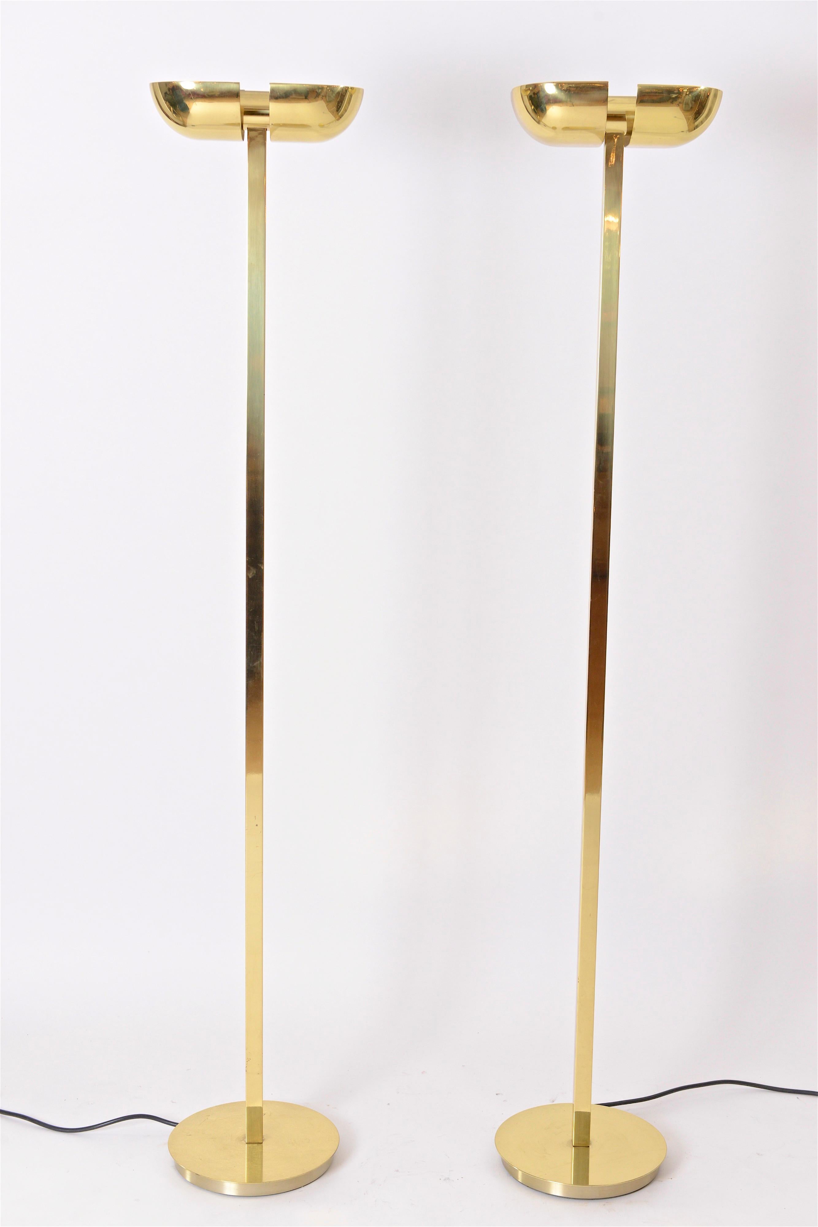 Pair of Adjustable Brass Floor Lamps or Uplighters by Lumi, Italy , circa 1970 1