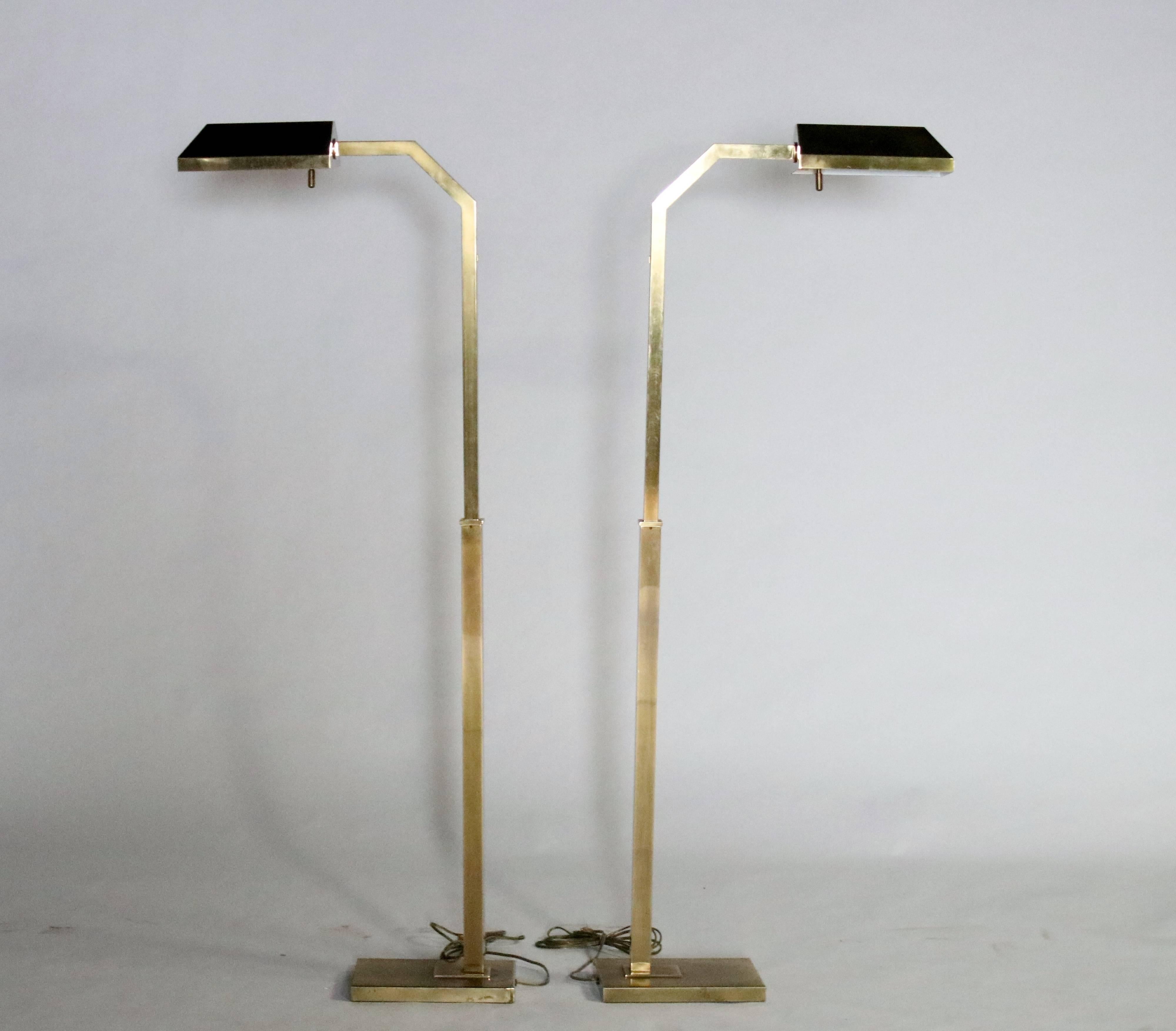 Mid-Century Modern Pair of Adjustable Brass Reading Lamps by E.F. Chapman