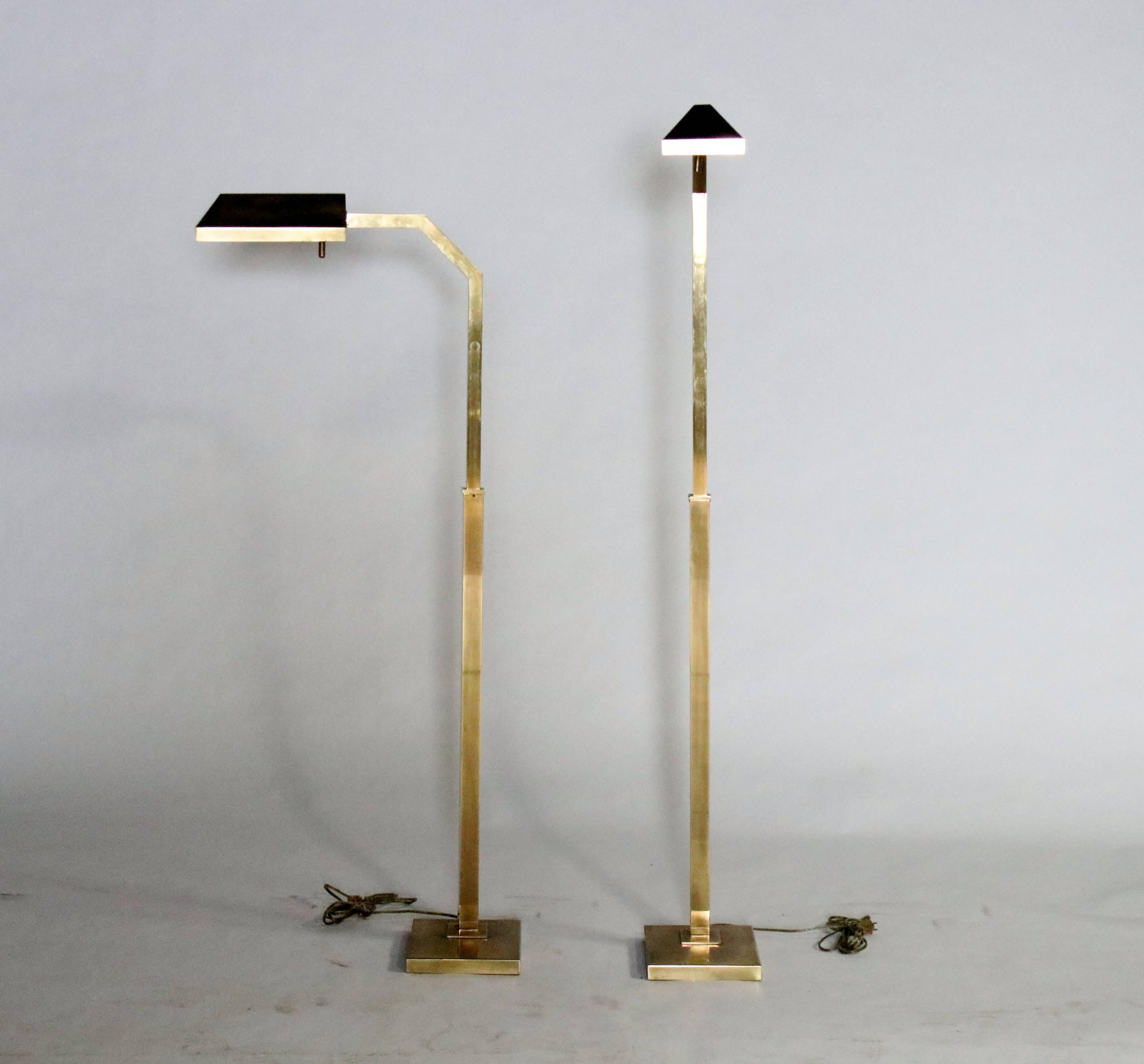 American Pair of Adjustable Brass Reading Lamps by E.F. Chapman