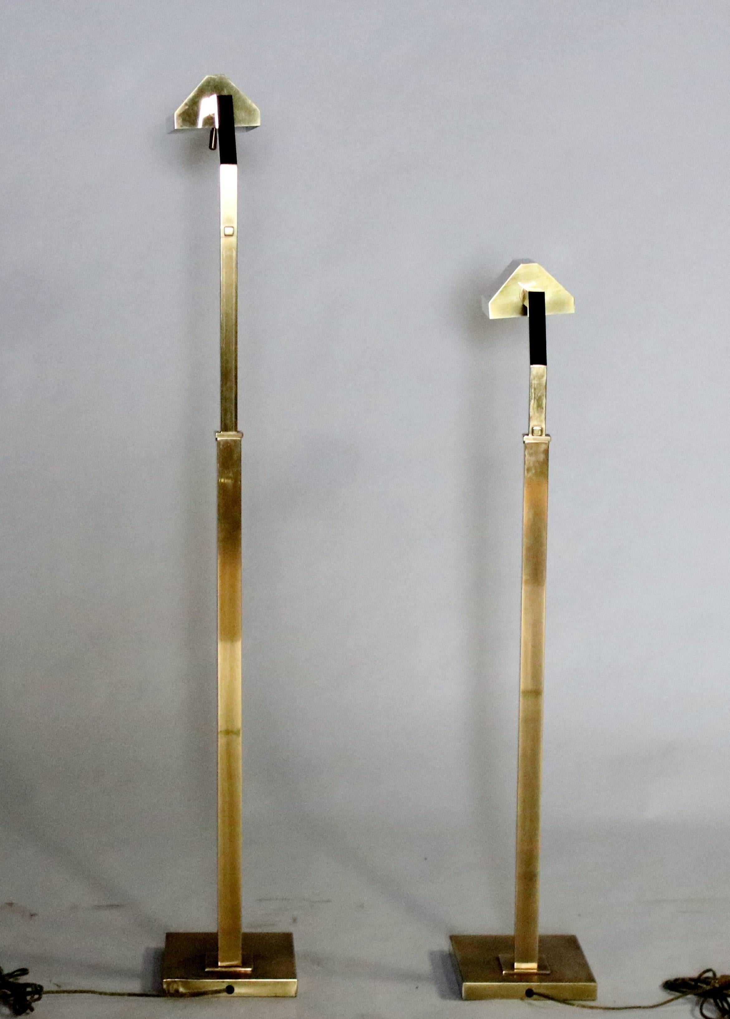 Pair of Adjustable Brass Reading Lamps by E.F. Chapman 2