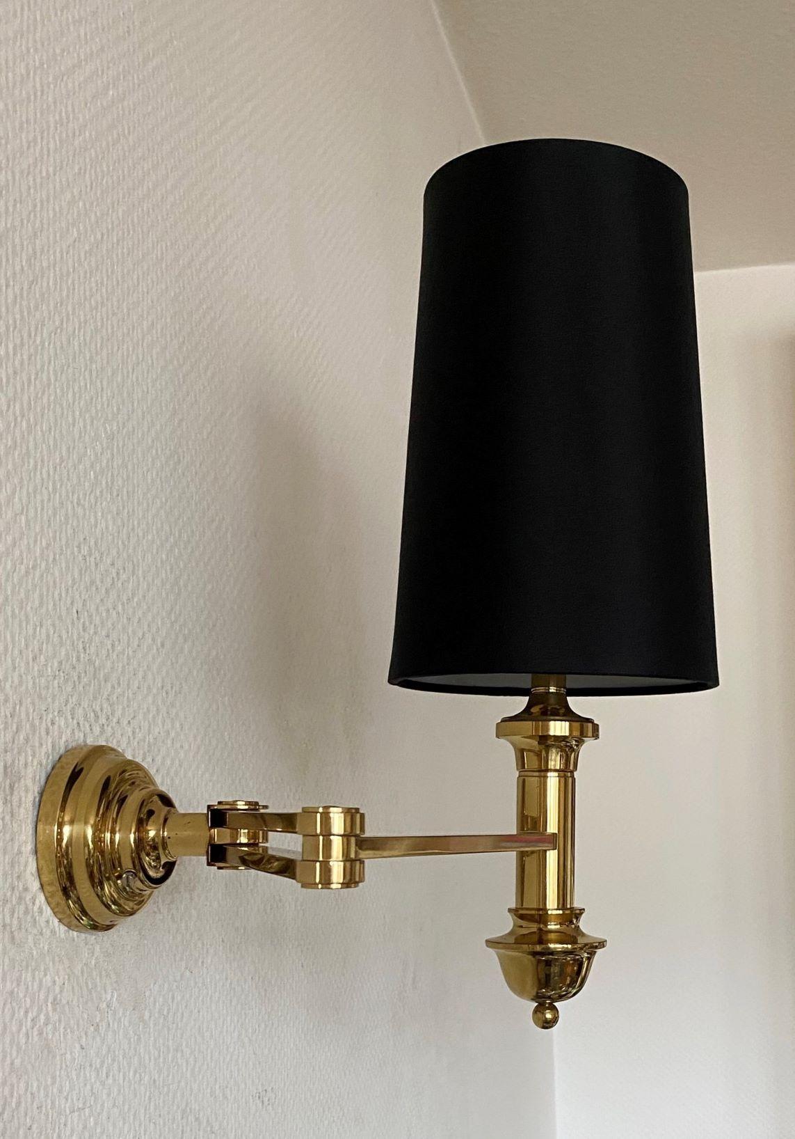 Pair of Brass Swing Arm Wall Lights, 1960s For Sale 4
