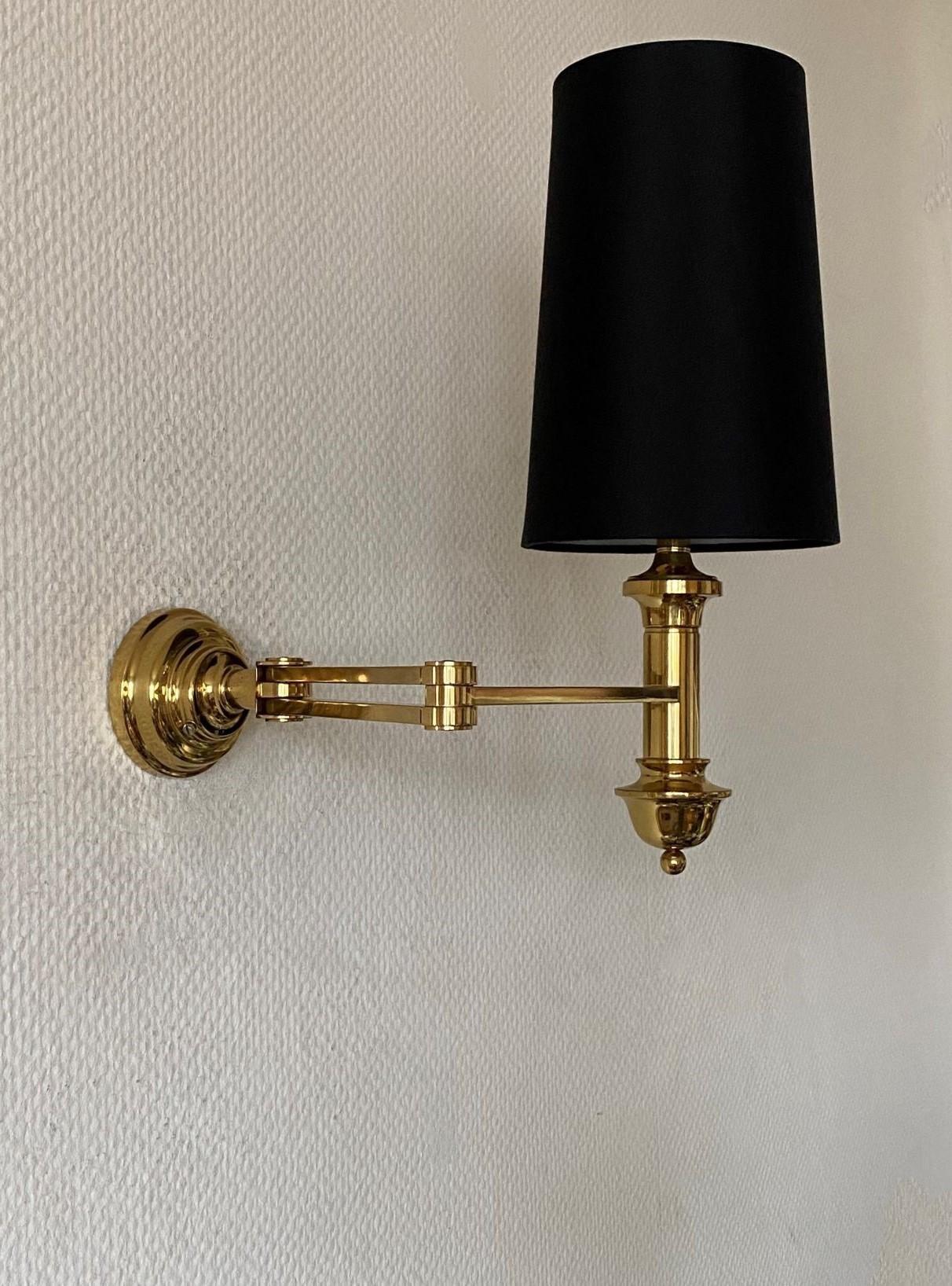 20th Century Pair of Brass Swing Arm Wall Lights, 1960s For Sale