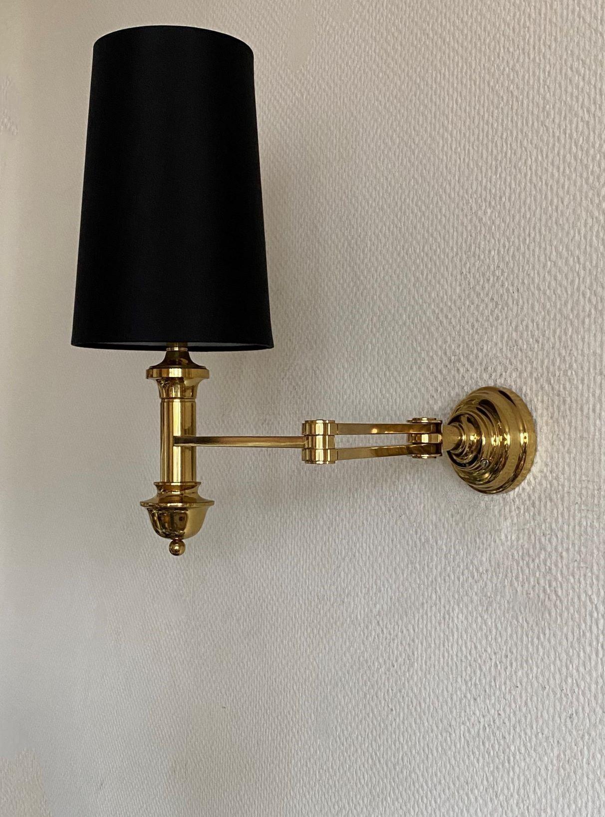 Pair of Brass Swing Arm Wall Lights, 1960s For Sale 1