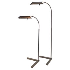 Pair of Adjustable Bronze Floor Lamps by Casella