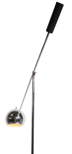 Pair of Adjustable Chrome Eyeball Orbiter Floor Lamps by Sonneman C 1970s