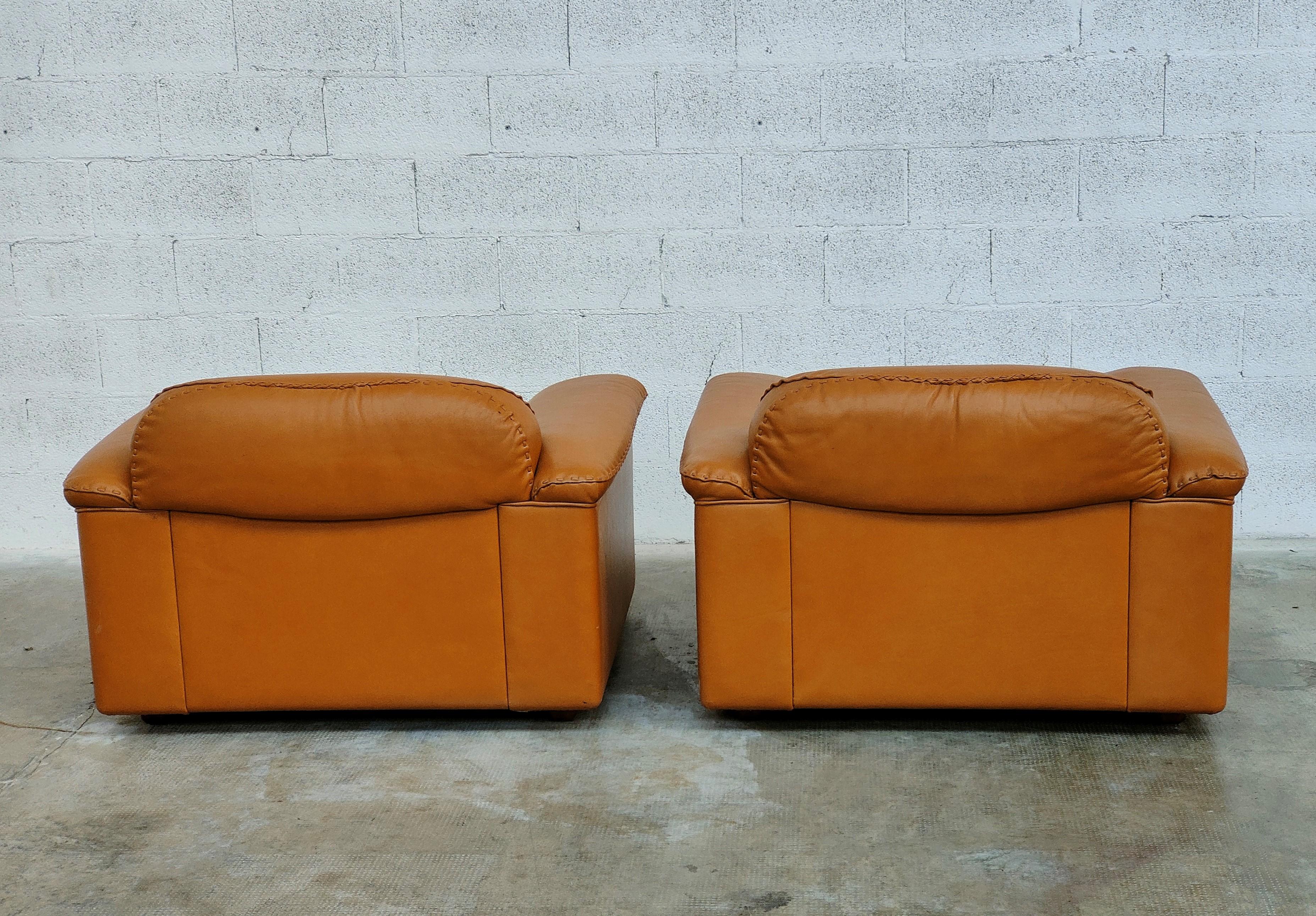 Swiss Pair of Adjustable De Sede Leather Armchairs DS-101 Model 70s