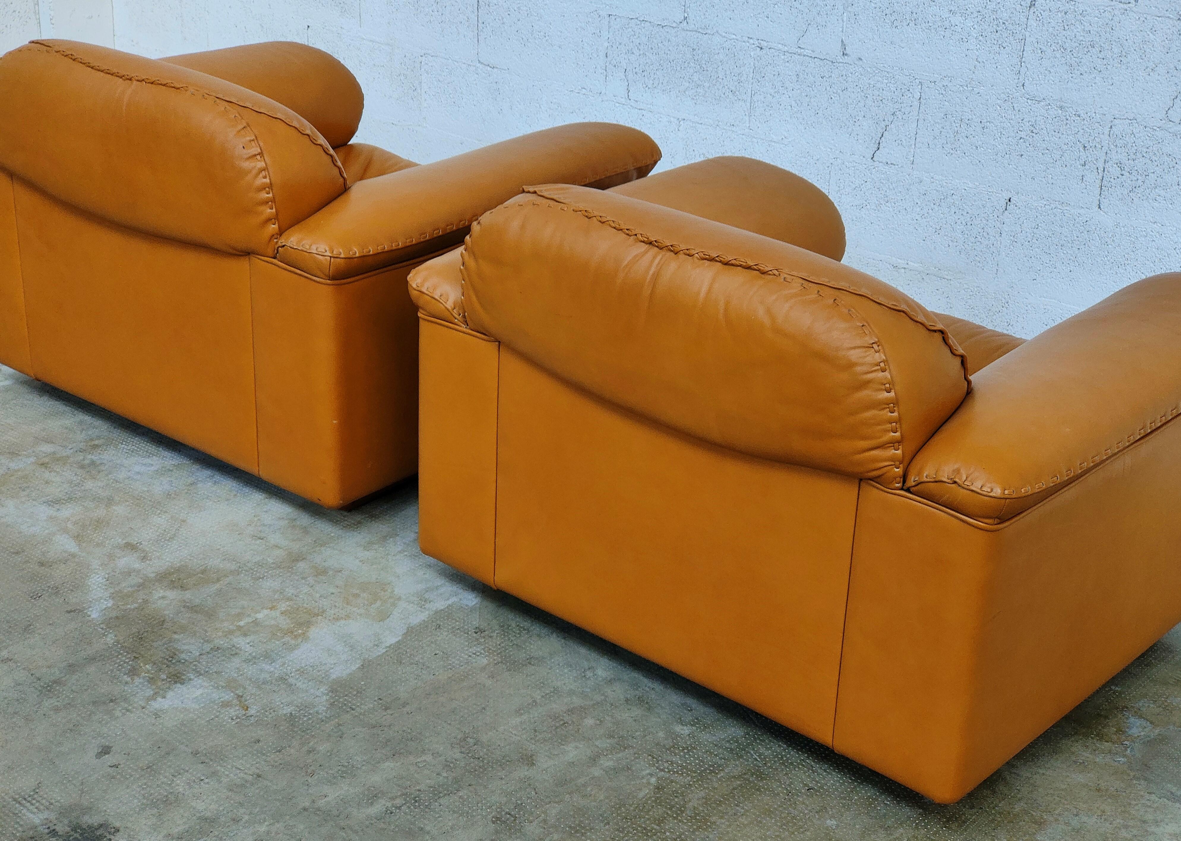 Pair of Adjustable De Sede Leather Armchairs DS-101 Model 70s In Good Condition In Padova, IT