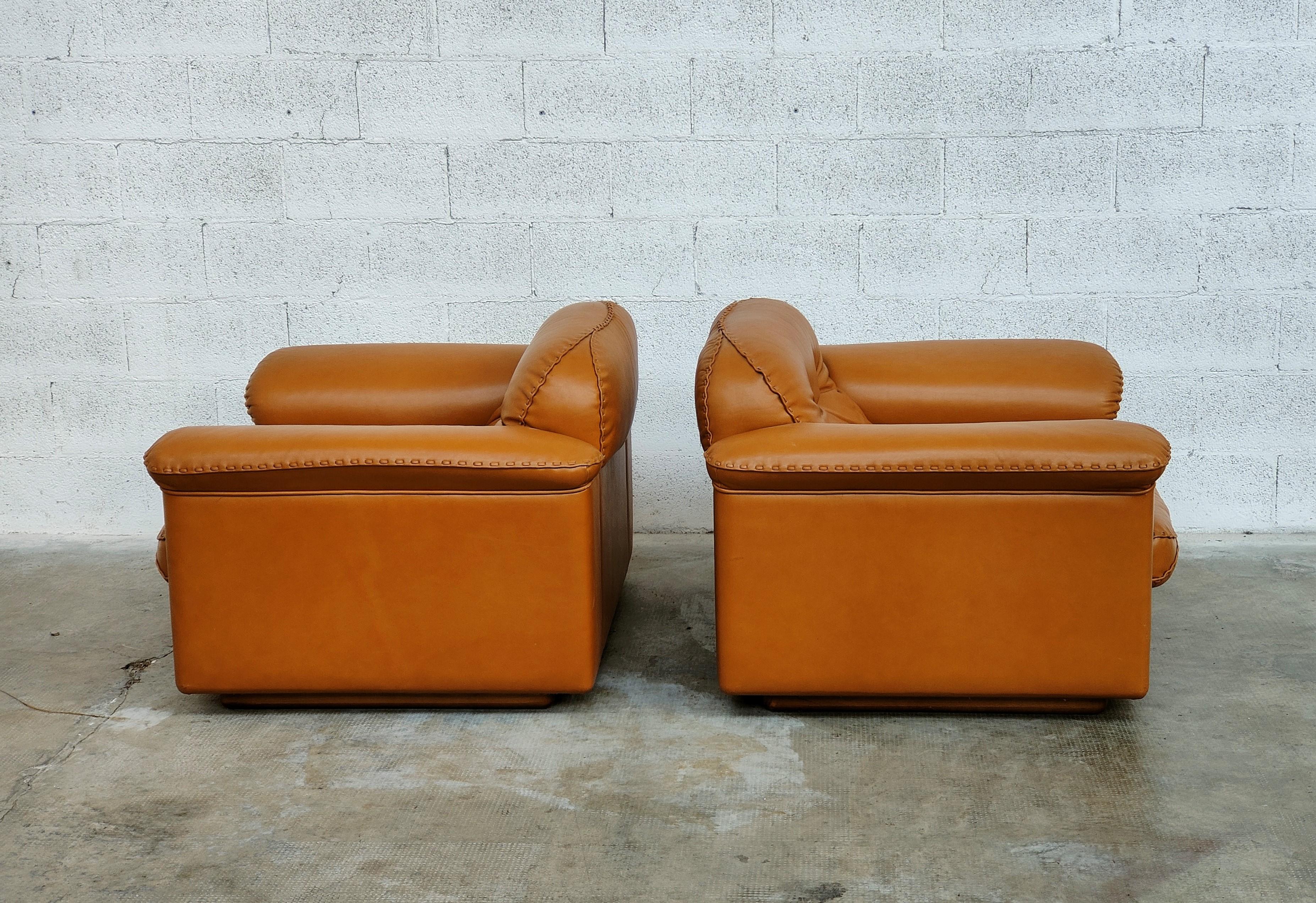 Late 20th Century Pair of Adjustable De Sede Leather Armchairs DS-101 Model 70s