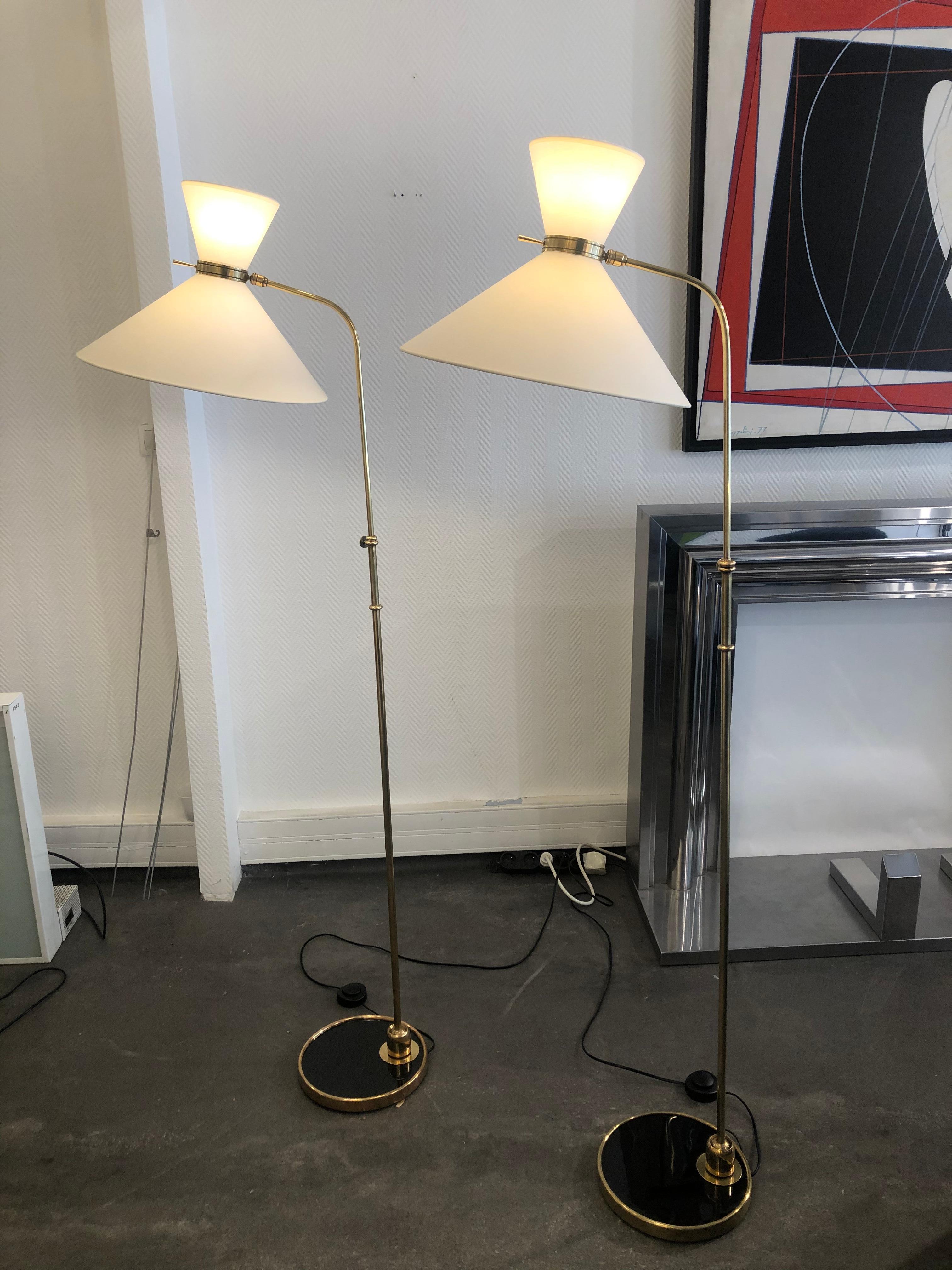 Mid-Century Modern Pair of Adjustable Floor Lamp by Maison Lunel, 1950