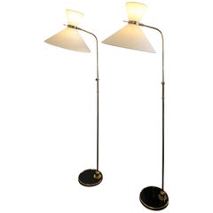 Pair of Adjustable Floor Lamp by Maison Lunel, 1950