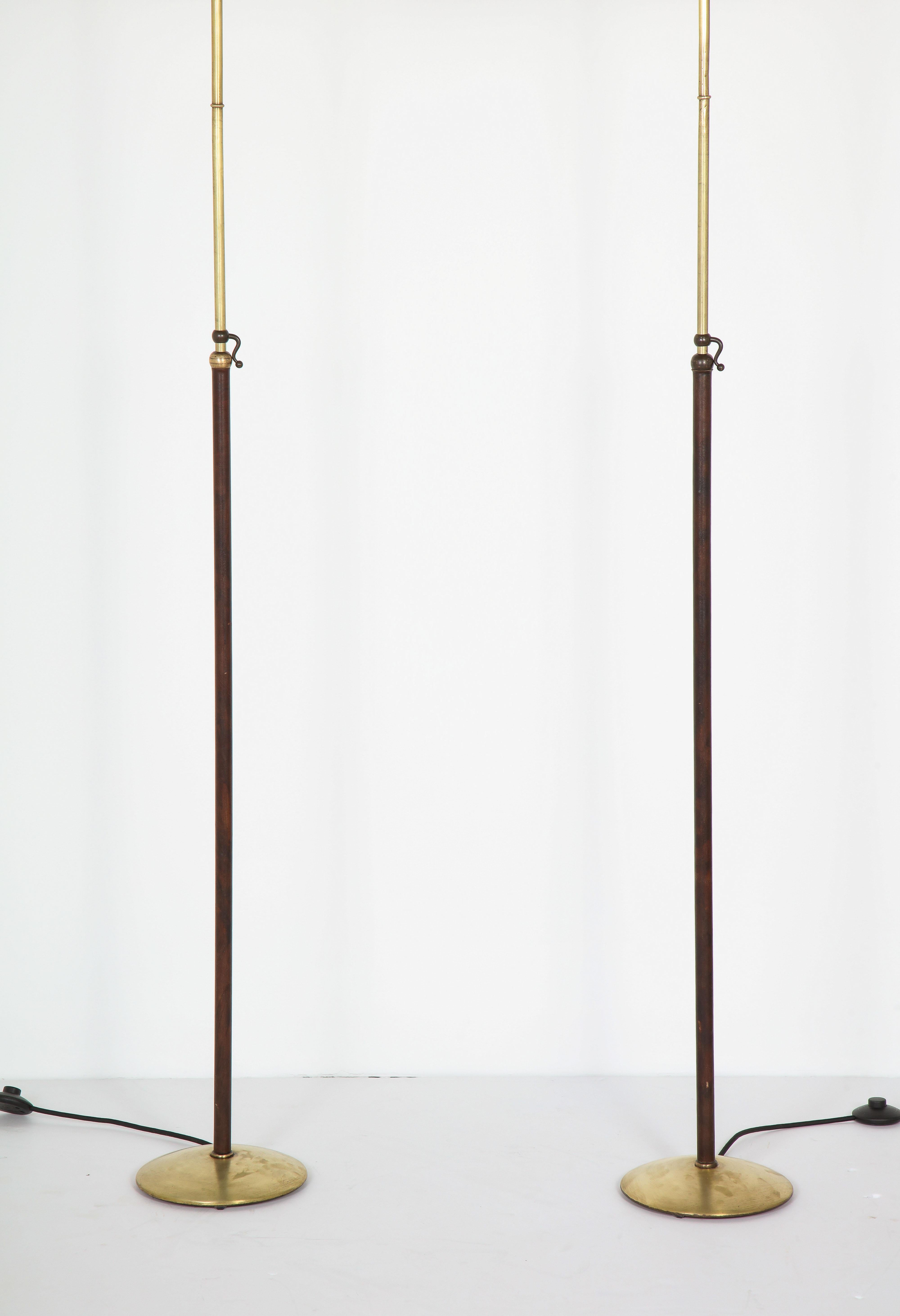 Mid-Century Modern Pair of Adjustable Floor Lamps by Jacques Adnet For Sale