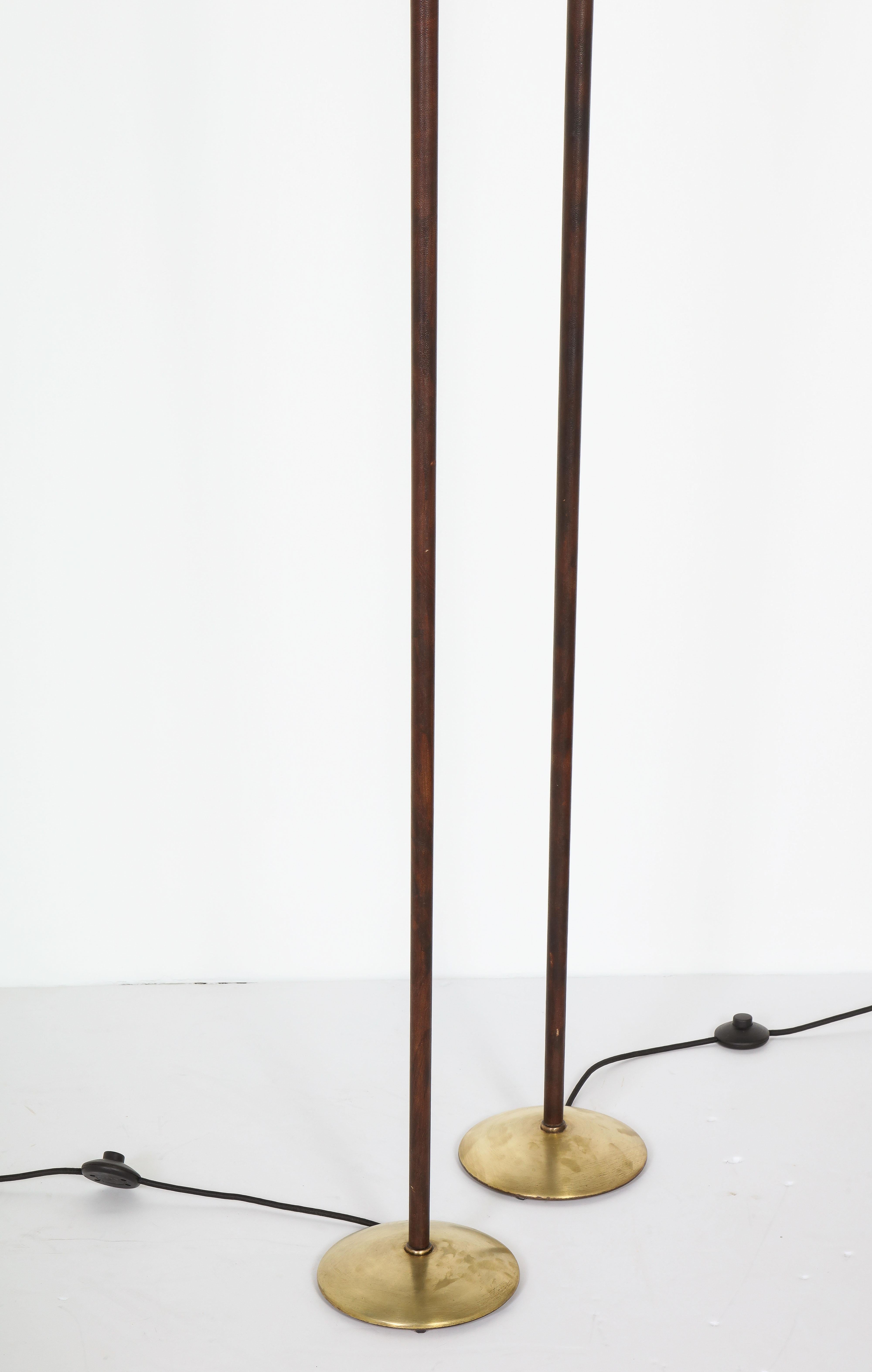 Pair of Adjustable Floor Lamps by Jacques Adnet In Fair Condition For Sale In Newburgh, NY