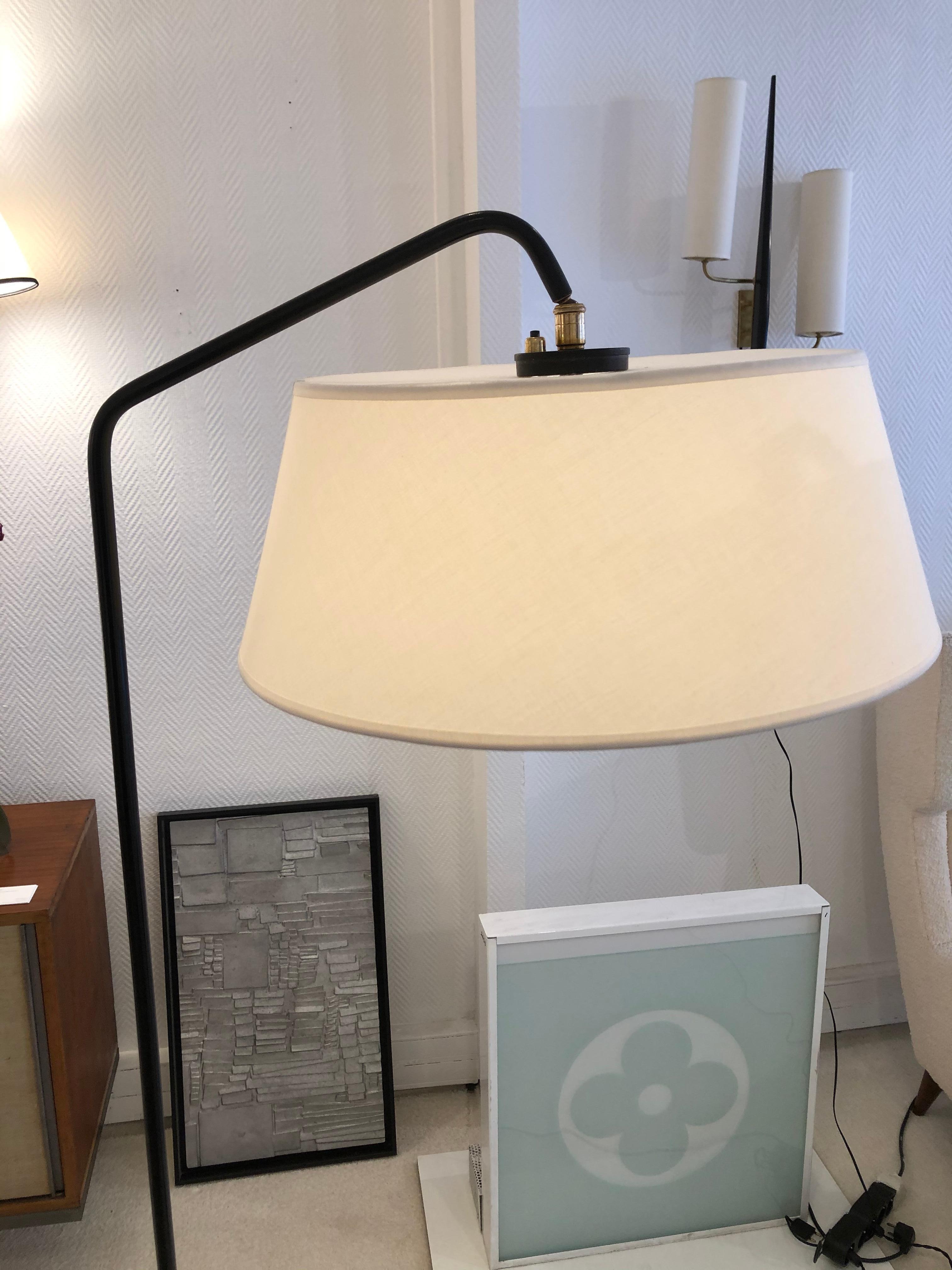 Pair of Adjustable Floor Lamps by Lunel, 1950 In Good Condition In Saint-Ouen, FR