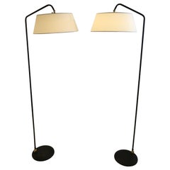 Pair of Adjustable Floor Lamps by Lunel, 1950
